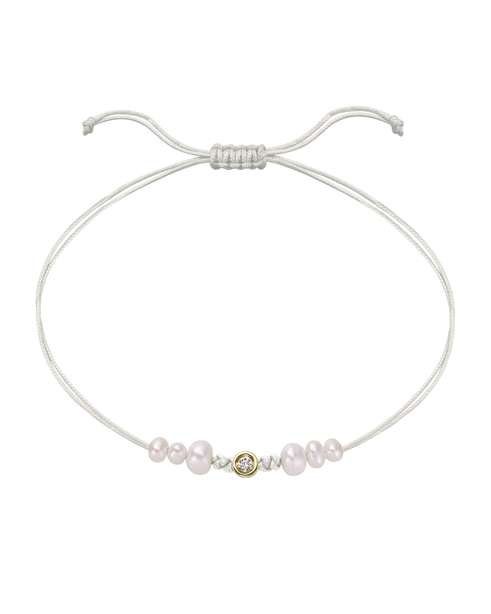 Six Natural Pearl String of Love Bracelet - 14K Yellow Gold Bracelet 14K Solid Gold Pearl Small: 0.03ct