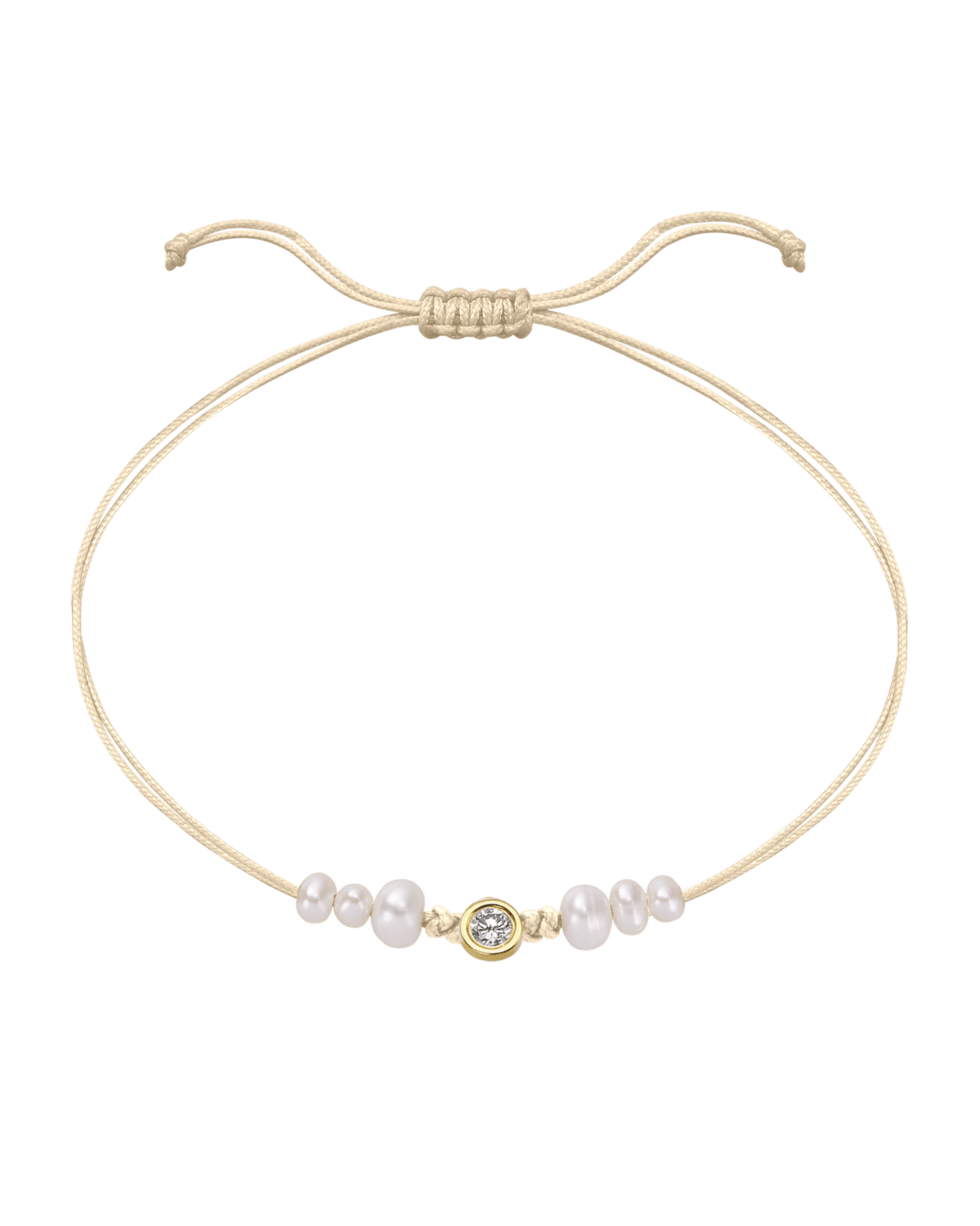 Six Natural Pearl String of Love Bracelet - 14K Yellow Gold Bracelet 14K Solid Gold Beige Large: 0.1ct