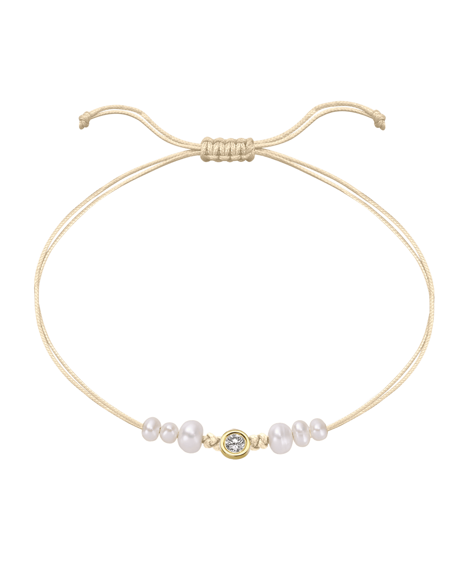 Six Natural Pearl String of Love Bracelet - 14K Yellow Gold Bracelet 14K Solid Gold Beige Large: 0.1ct