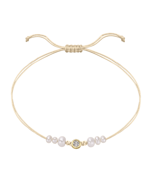 Six Natural Pearl String of Love Bracelet - 14K Yellow Gold Bracelet 14K Solid Gold Beige Large: 0.1ct