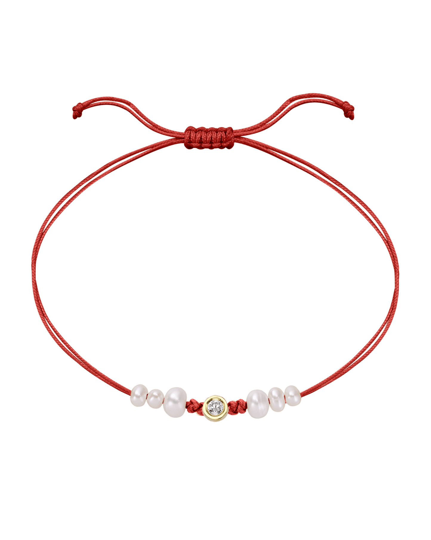 Six Natural Pearl String of Love Bracelet - 14K Yellow Gold Bracelet 14K Solid Gold Red Medium: 0.04ct