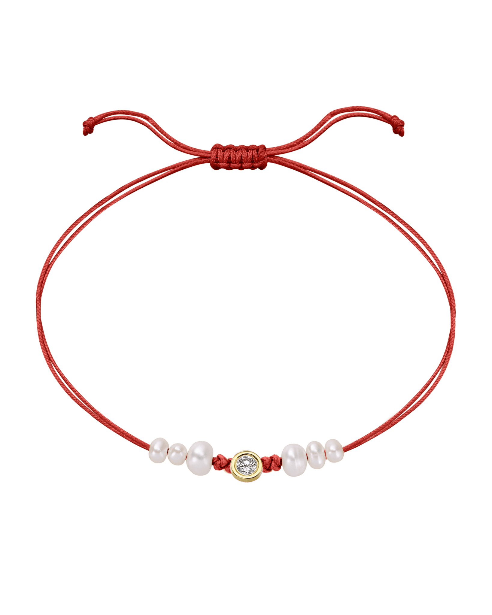 Six Natural Pearl String of Love Bracelet - 14K Yellow Gold Bracelet 14K Solid Gold Red Large: 0.1ct