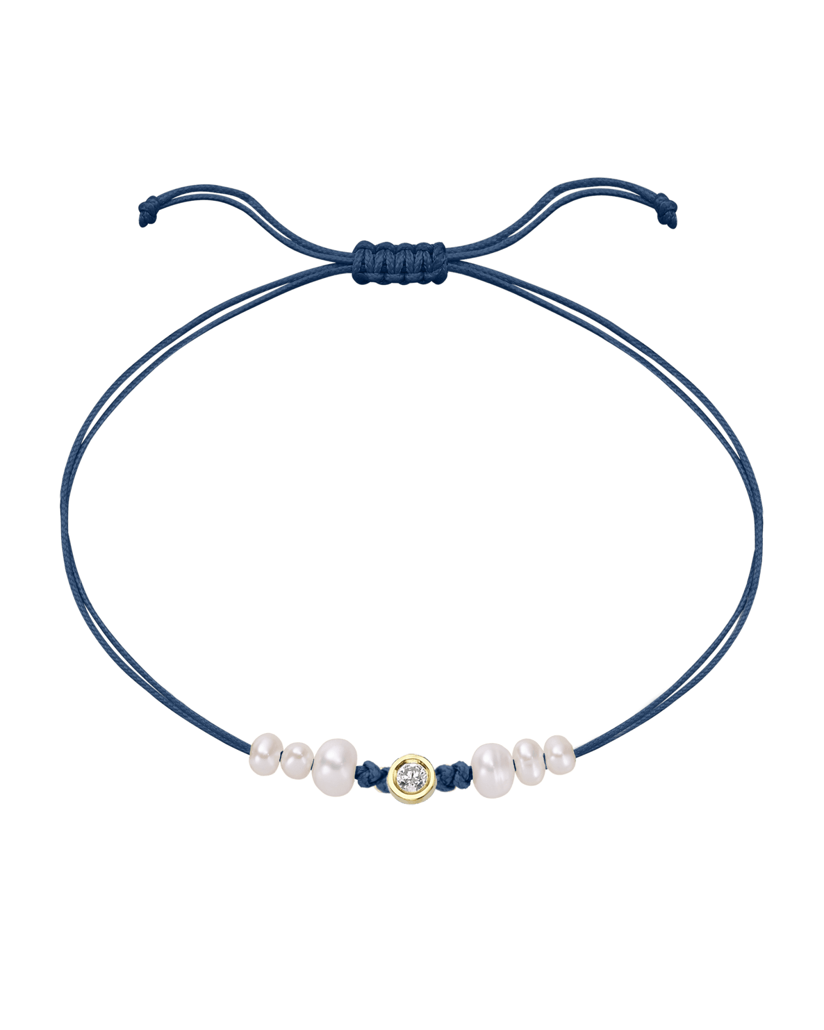 Six Natural Pearl String of Love Bracelet - 14K Yellow Gold Bracelet 14K Solid Gold Indigo Medium: 0.04ct