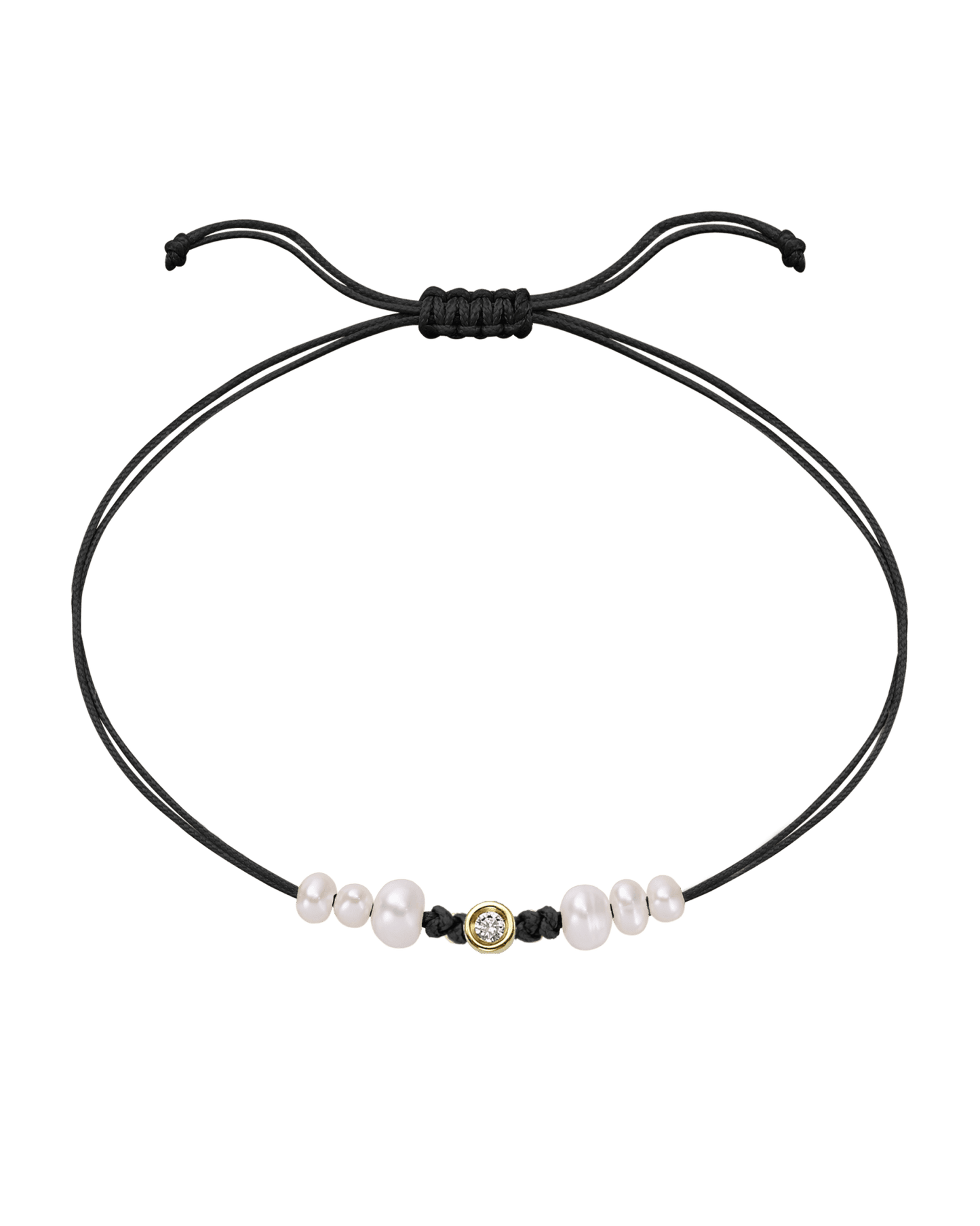Six Natural Pearl String of Love Bracelet - 14K Yellow Gold Bracelet 14K Solid Gold Black Small: 0.03ct