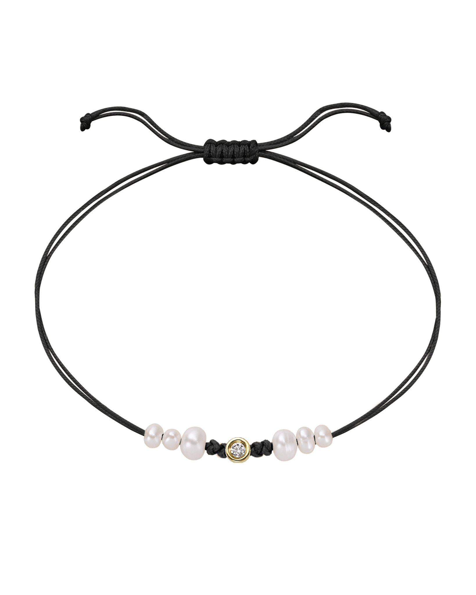 Six Natural Pearl String of Love Bracelet - 14K Yellow Gold Bracelet 14K Solid Gold Black Small: 0.03ct