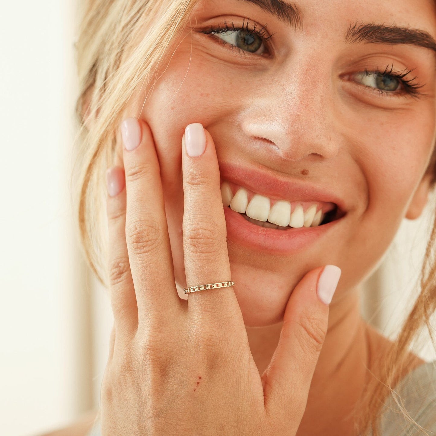 Solid Chain Ring - 14K Rose Gold Rings 14K Solid Gold