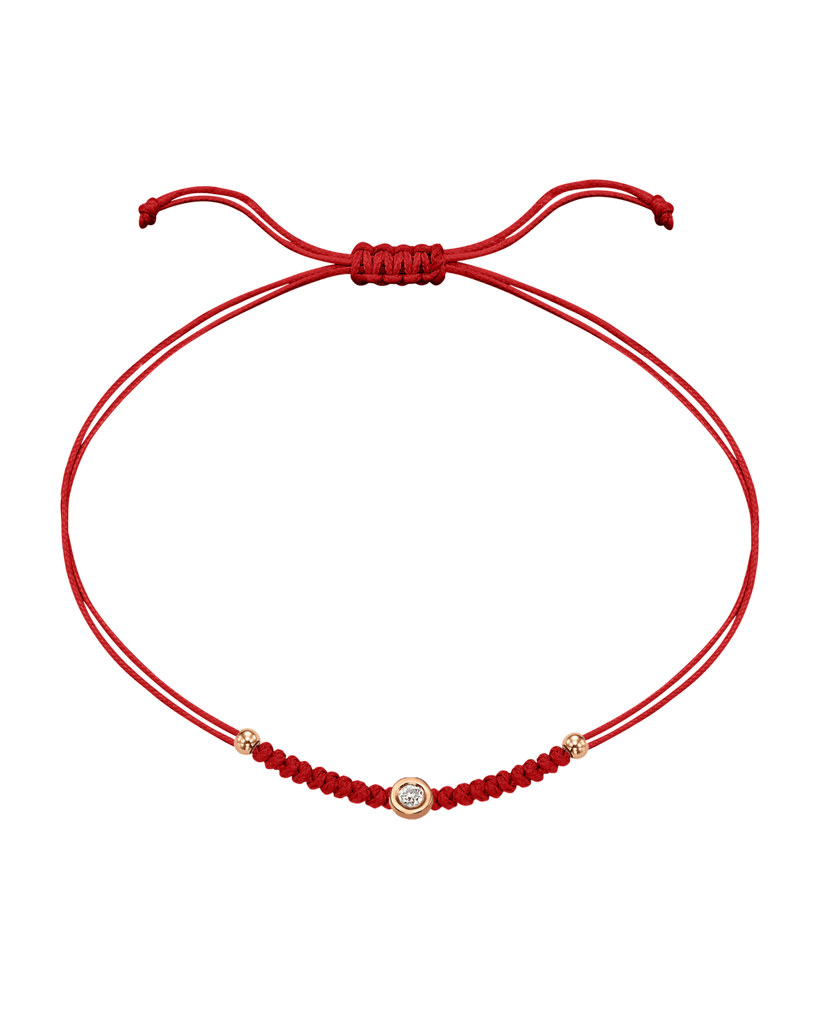 Solid Gold Sphere String of Love - 14K Rose Gold Bracelet 14K Solid Gold Red Small: 0.03ct