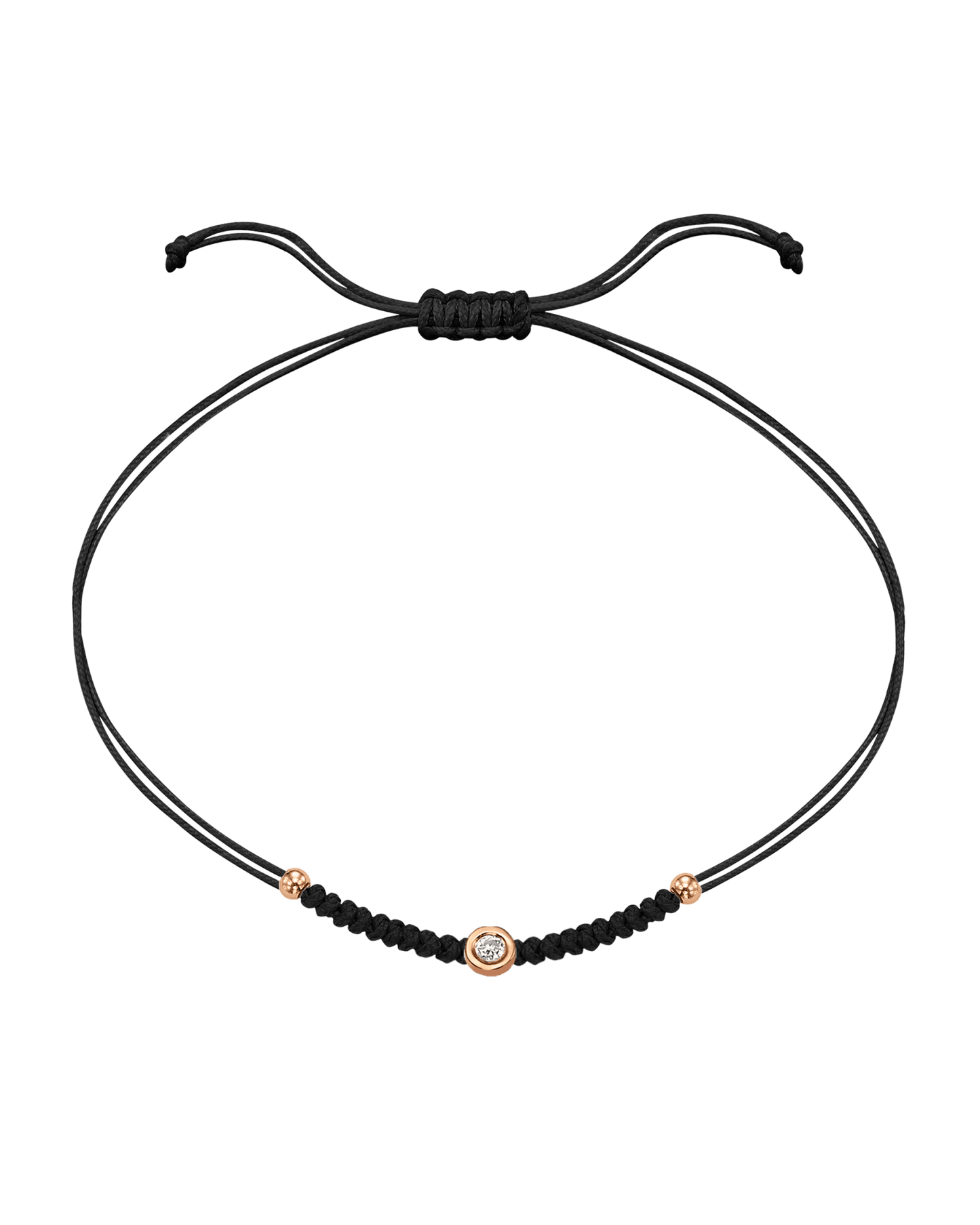 Solid Gold Sphere String of Love - 14K Rose Gold Bracelet 14K Solid Gold Black Small: 0.03ct