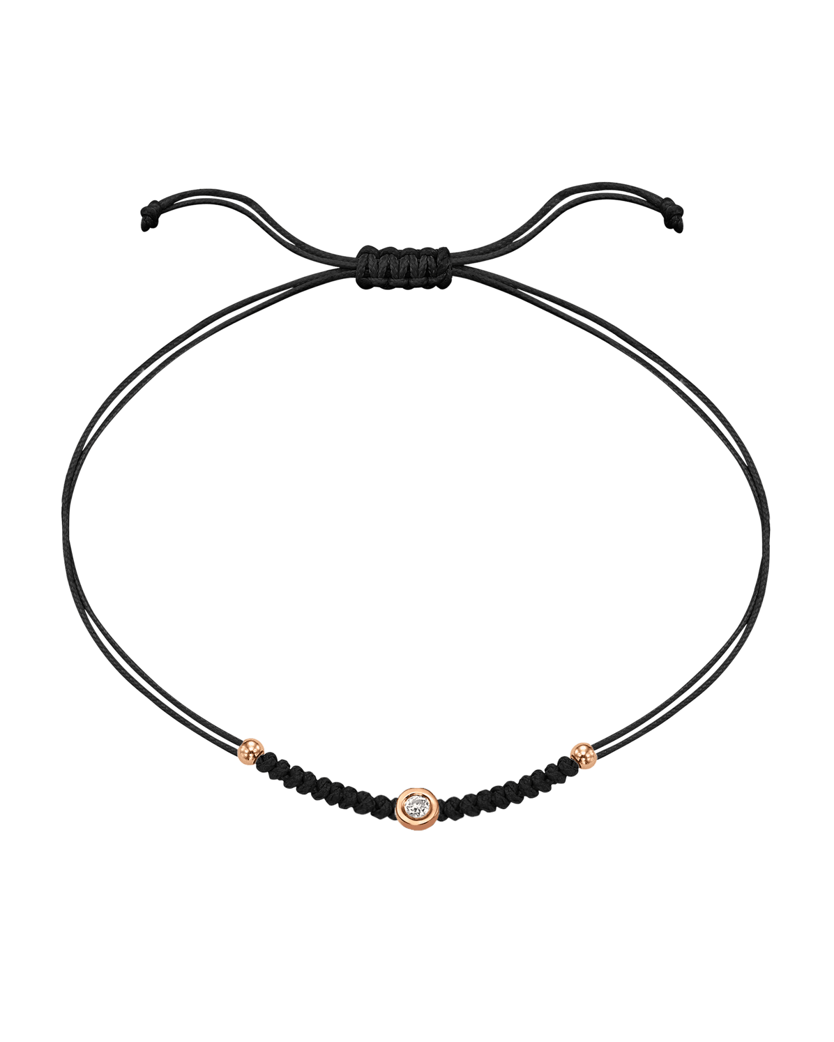 Solid Gold Sphere String of Love - 14K Rose Gold Bracelet 14K Solid Gold Black Small: 0.03ct