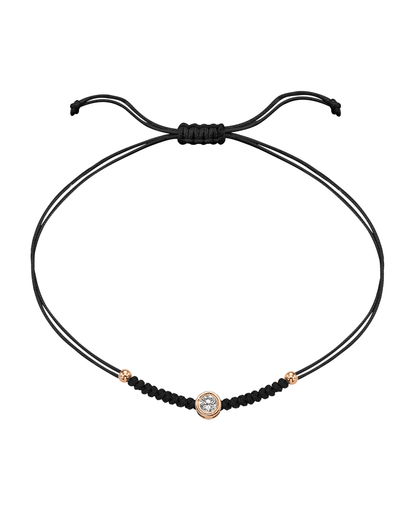 Solid Gold Sphere String of Love - 14K Rose Gold Bracelet 14K Solid Gold Black Large: 0.1ct