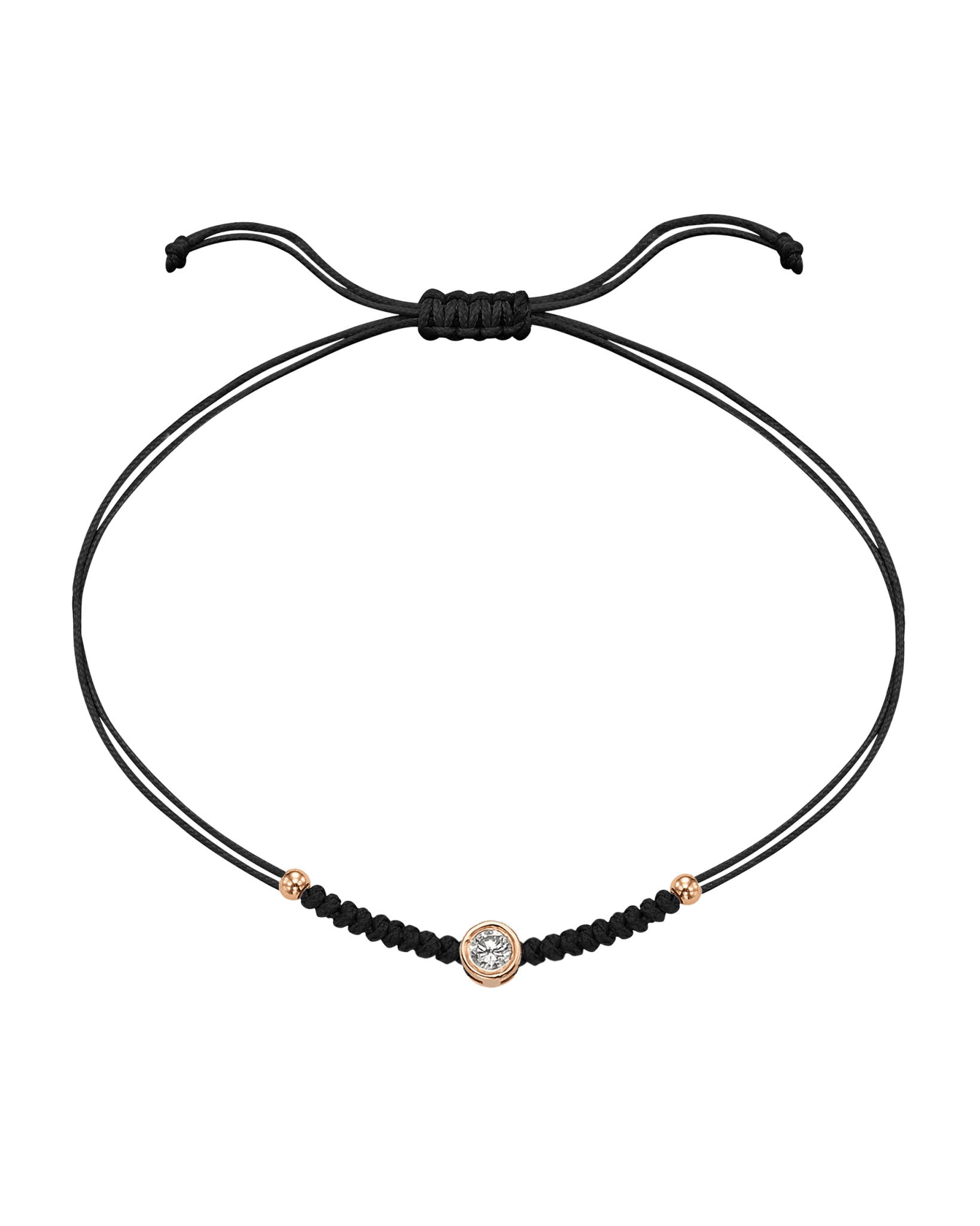 Solid Gold Sphere String of Love - 14K Rose Gold Bracelet 14K Solid Gold Black Large: 0.1ct