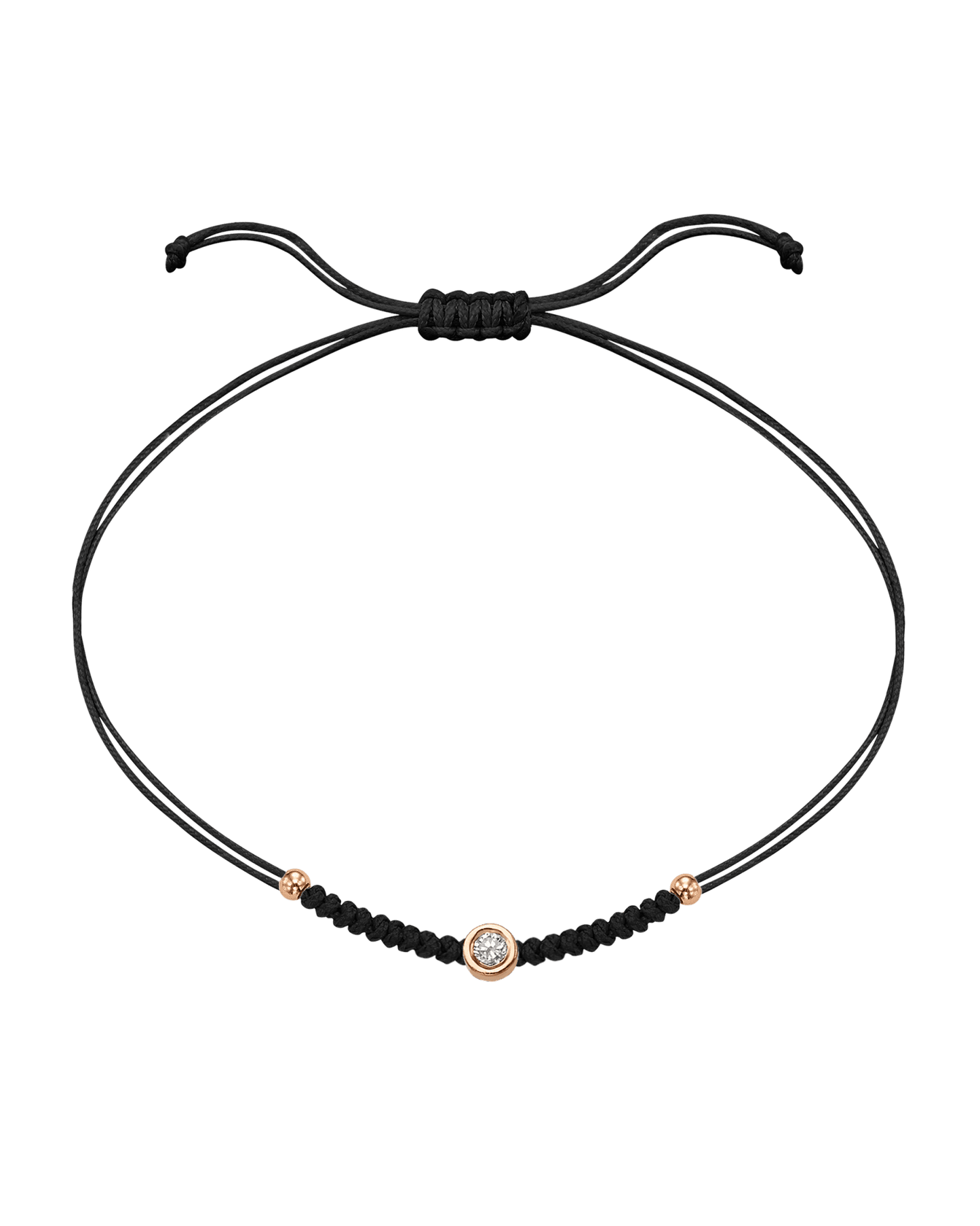 Solid Gold Sphere String of Love - 14K Rose Gold Bracelet 14K Solid Gold Black Medium: 0.04ct