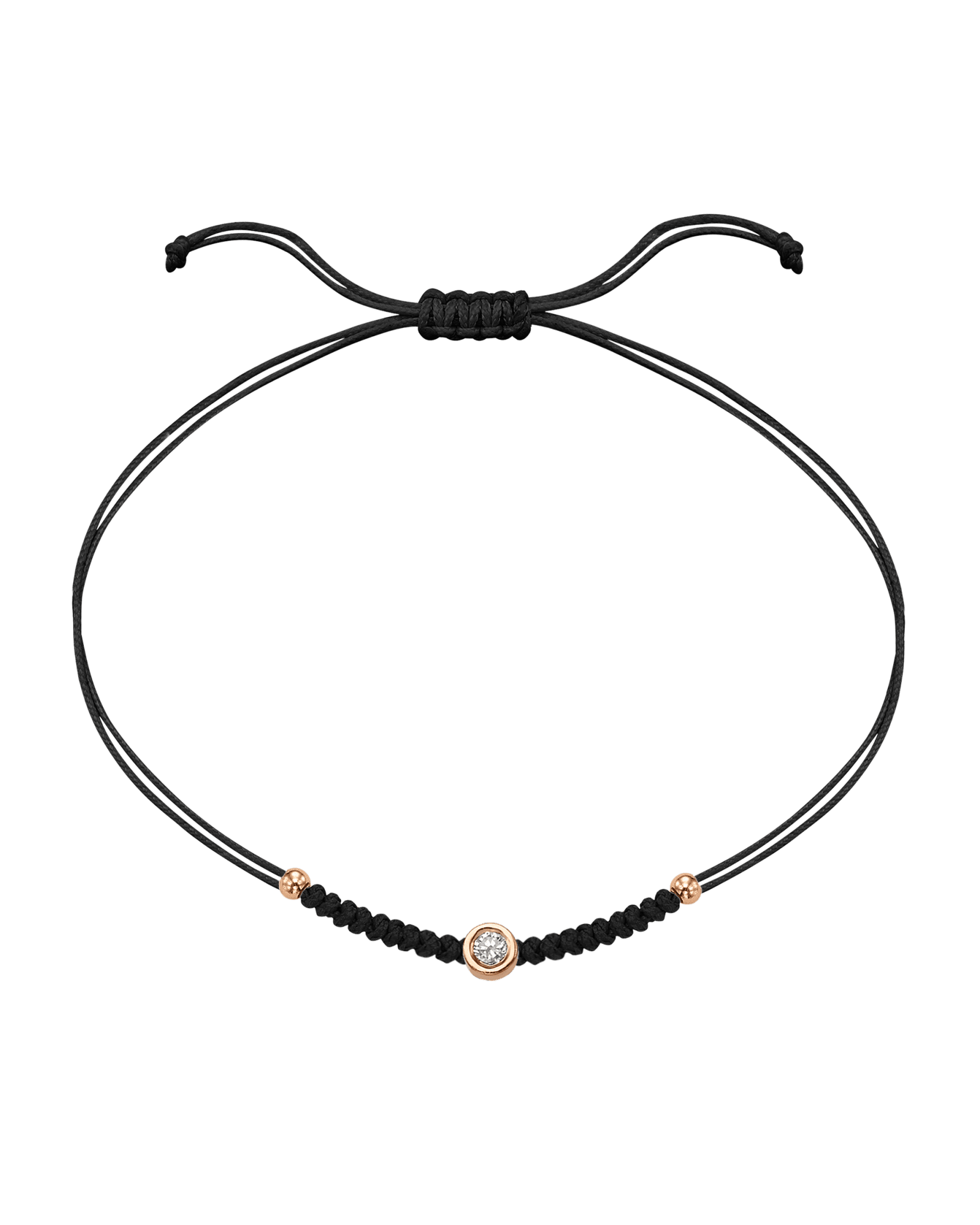 Solid Gold Sphere String of Love - 14K Rose Gold Bracelet 14K Solid Gold Black Medium: 0.04ct