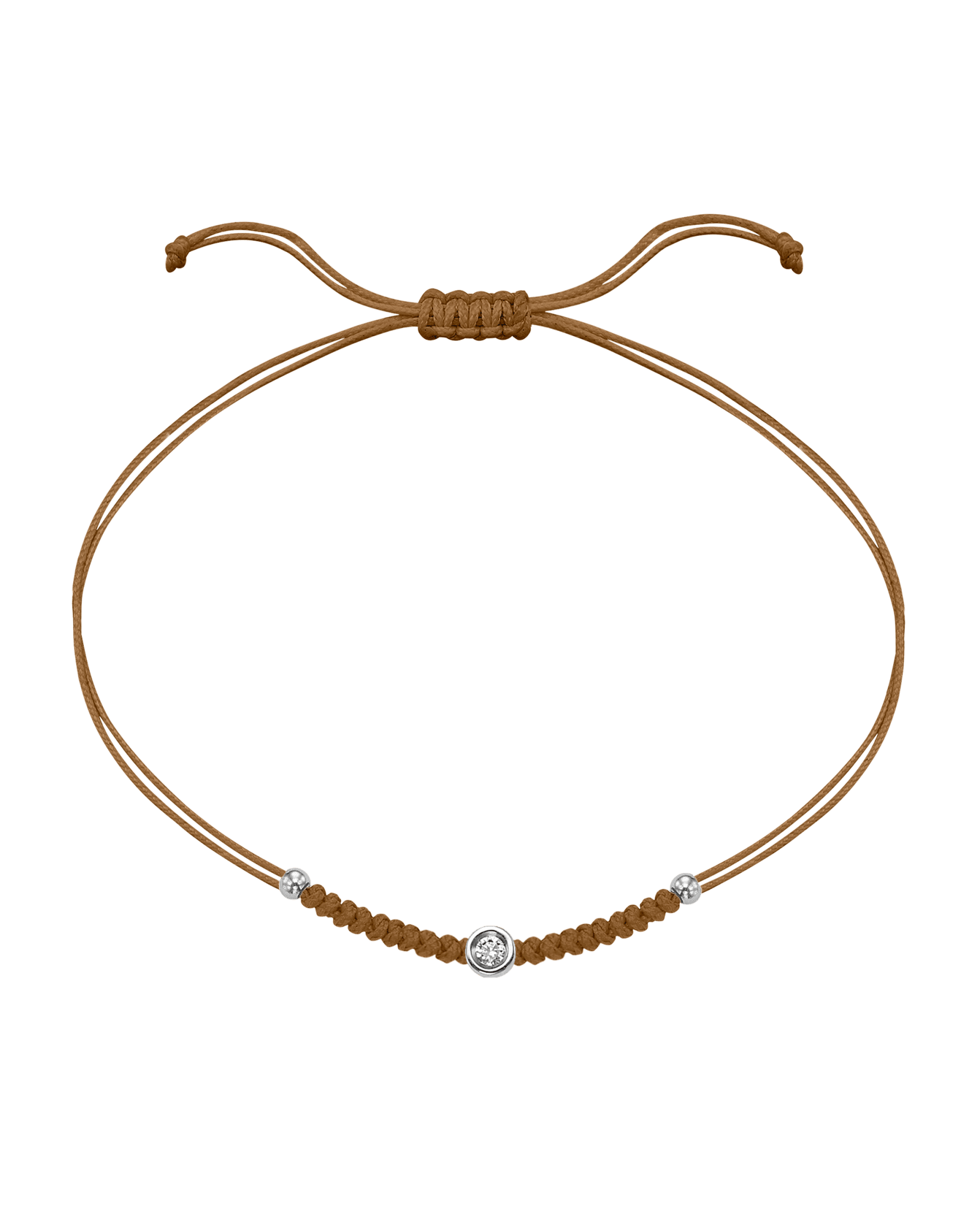 Solid Gold Sphere String of Love - 14K White Gold Bracelet 14K Solid Gold Camel Small: 0.03ct