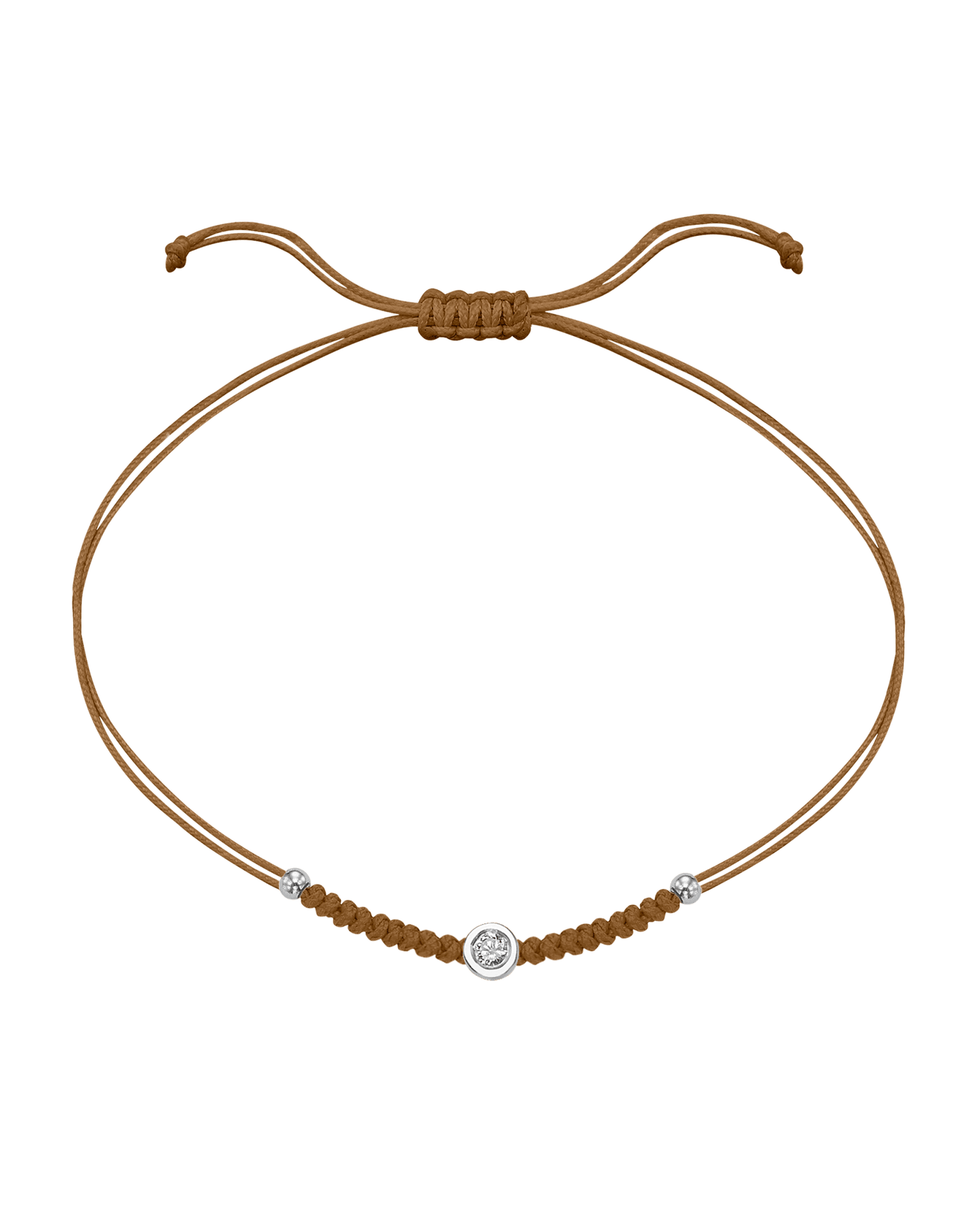 Solid Gold Sphere String of Love - 14K White Gold Bracelet 14K Solid Gold Camel Medium: 0.04ct