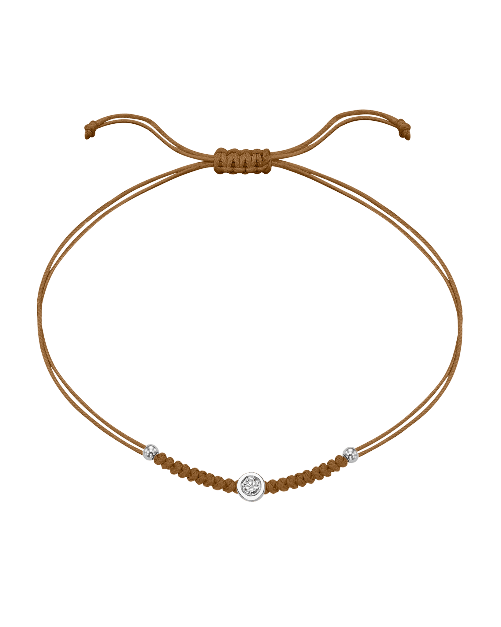 Solid Gold Sphere String of Love - 14K White Gold Bracelet 14K Solid Gold Camel Medium: 0.04ct