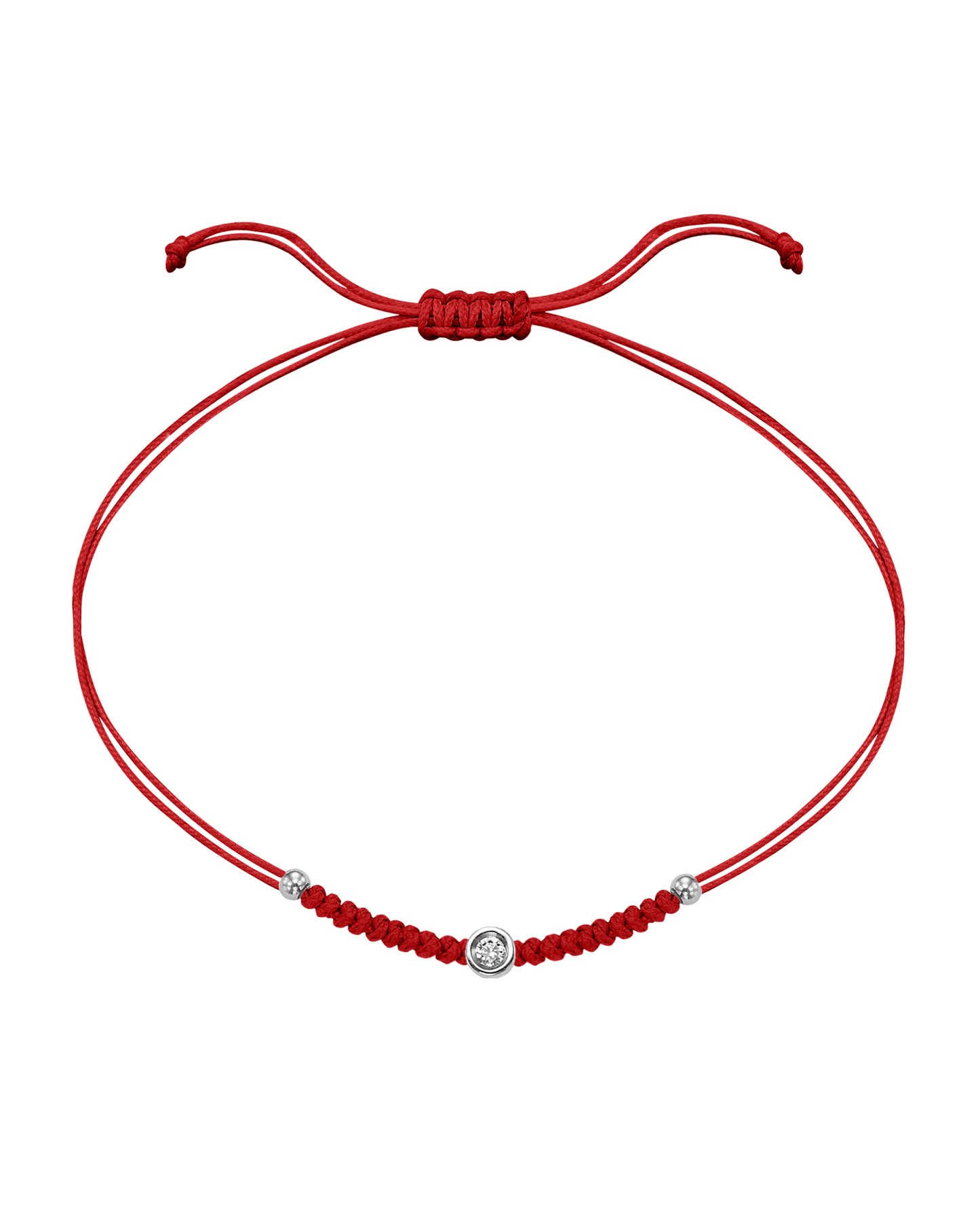 Solid Gold Sphere String of Love - 14K White Gold Bracelet 14K Solid Gold Red Small: 0.03ct