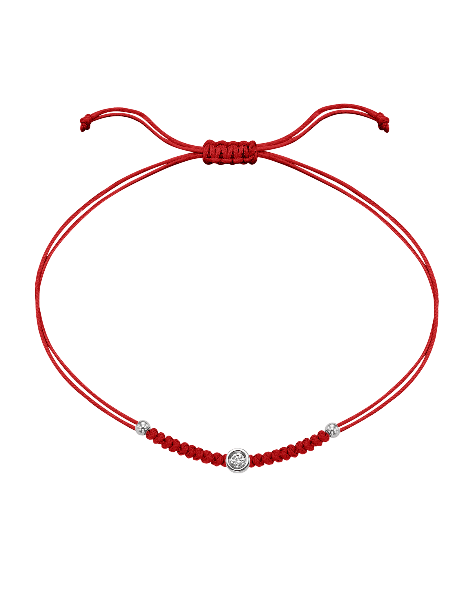 Solid Gold Sphere String of Love - 14K White Gold Bracelet 14K Solid Gold Red Small: 0.03ct