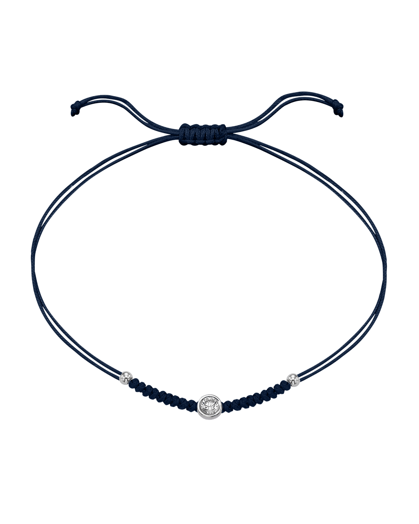 Solid Gold Sphere String of Love - 14K White Gold Bracelet 14K Solid Gold Navy Blue Large: 0.1ct