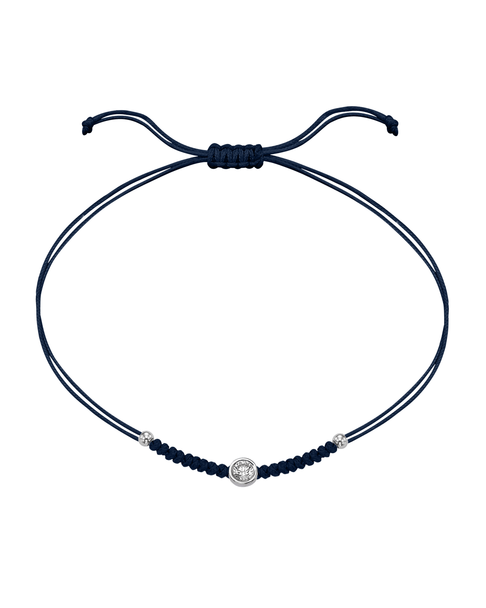 Solid Gold Sphere String of Love - 14K White Gold Bracelet 14K Solid Gold Navy Blue Large: 0.1ct