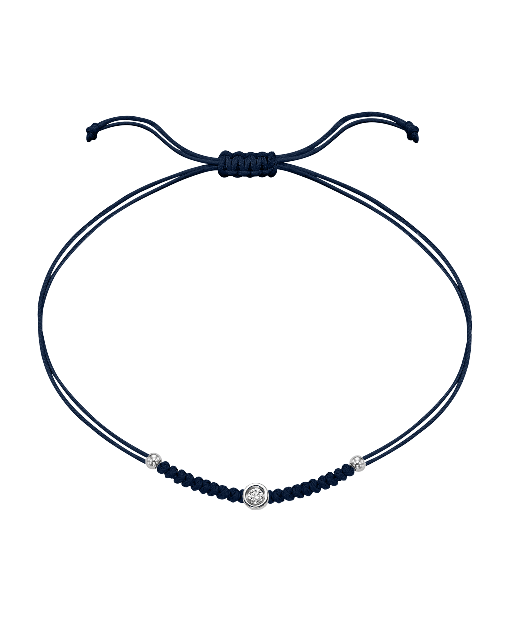 Solid Gold Sphere String of Love - 14K White Gold Bracelet 14K Solid Gold Navy Blue Small: 0.03ct