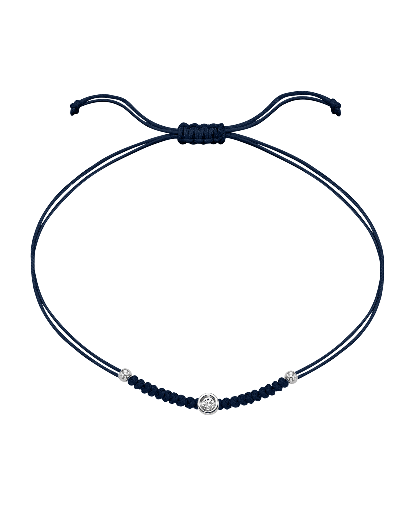 Solid Gold Sphere String of Love - 14K White Gold Bracelet 14K Solid Gold Navy Blue Small: 0.03ct