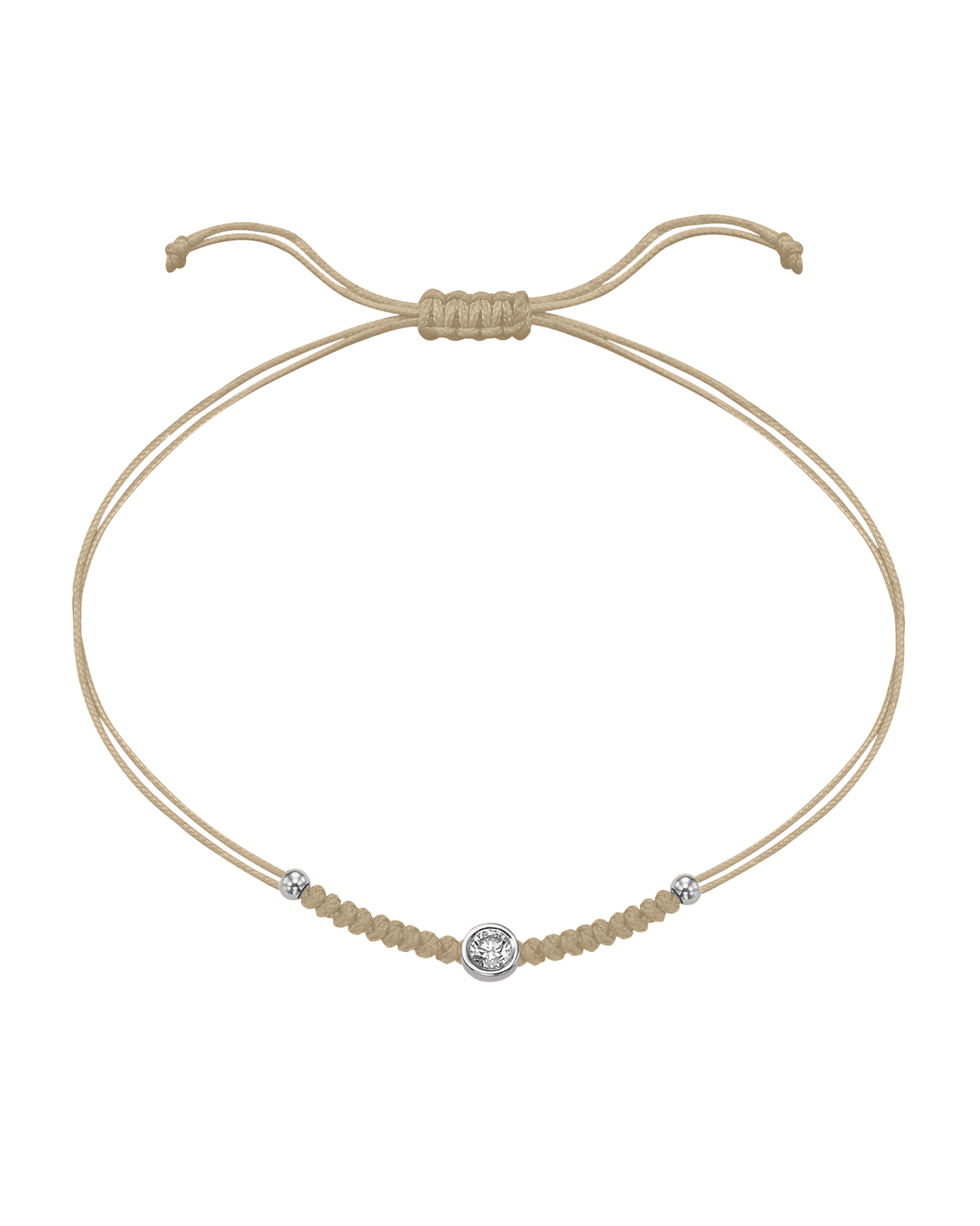 Solid Gold Sphere String of Love - 14K White Gold Bracelet 14K Solid Gold Beige Large: 0.1ct
