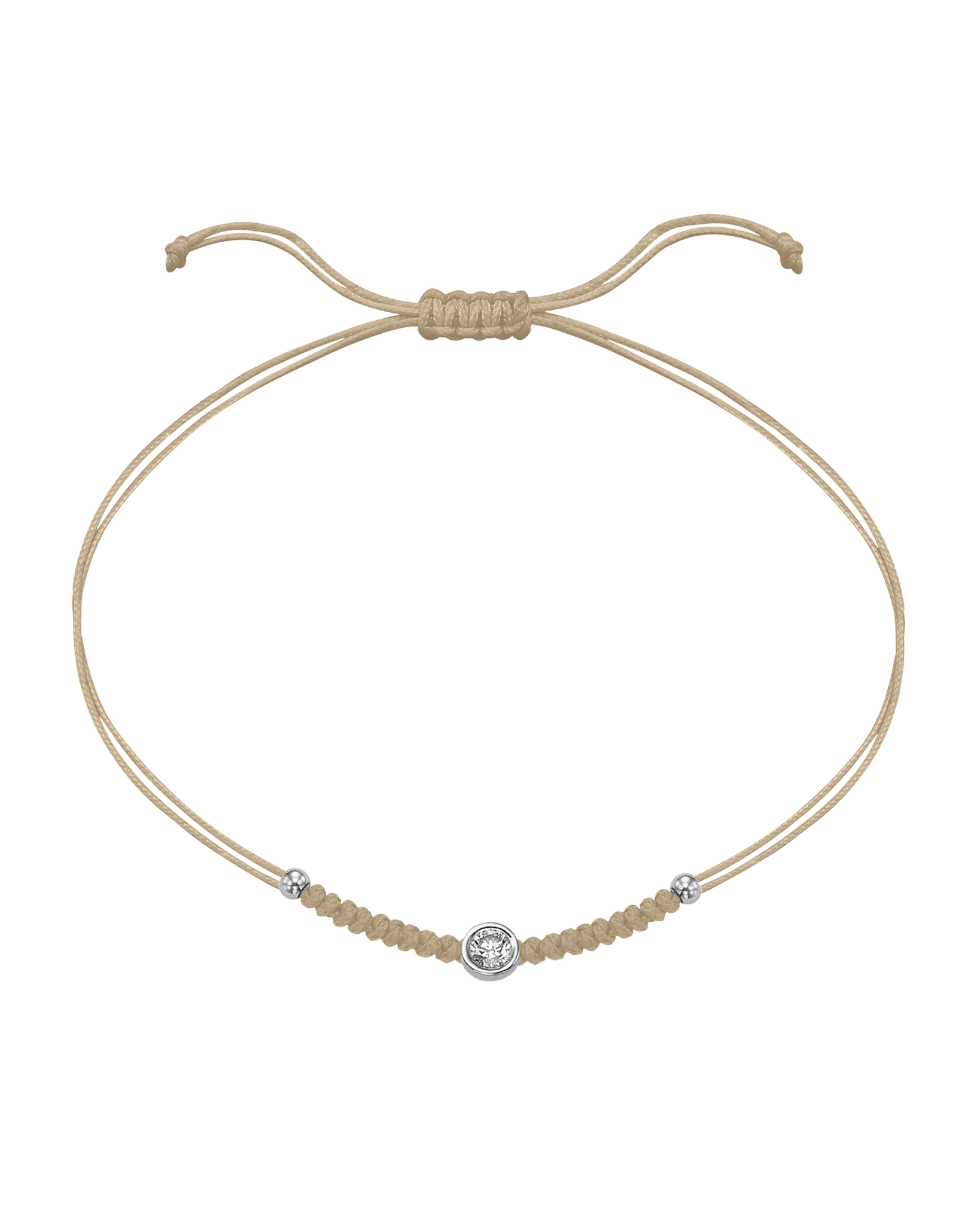 Solid Gold Sphere String of Love - 14K White Gold Bracelet 14K Solid Gold Beige Large: 0.1ct