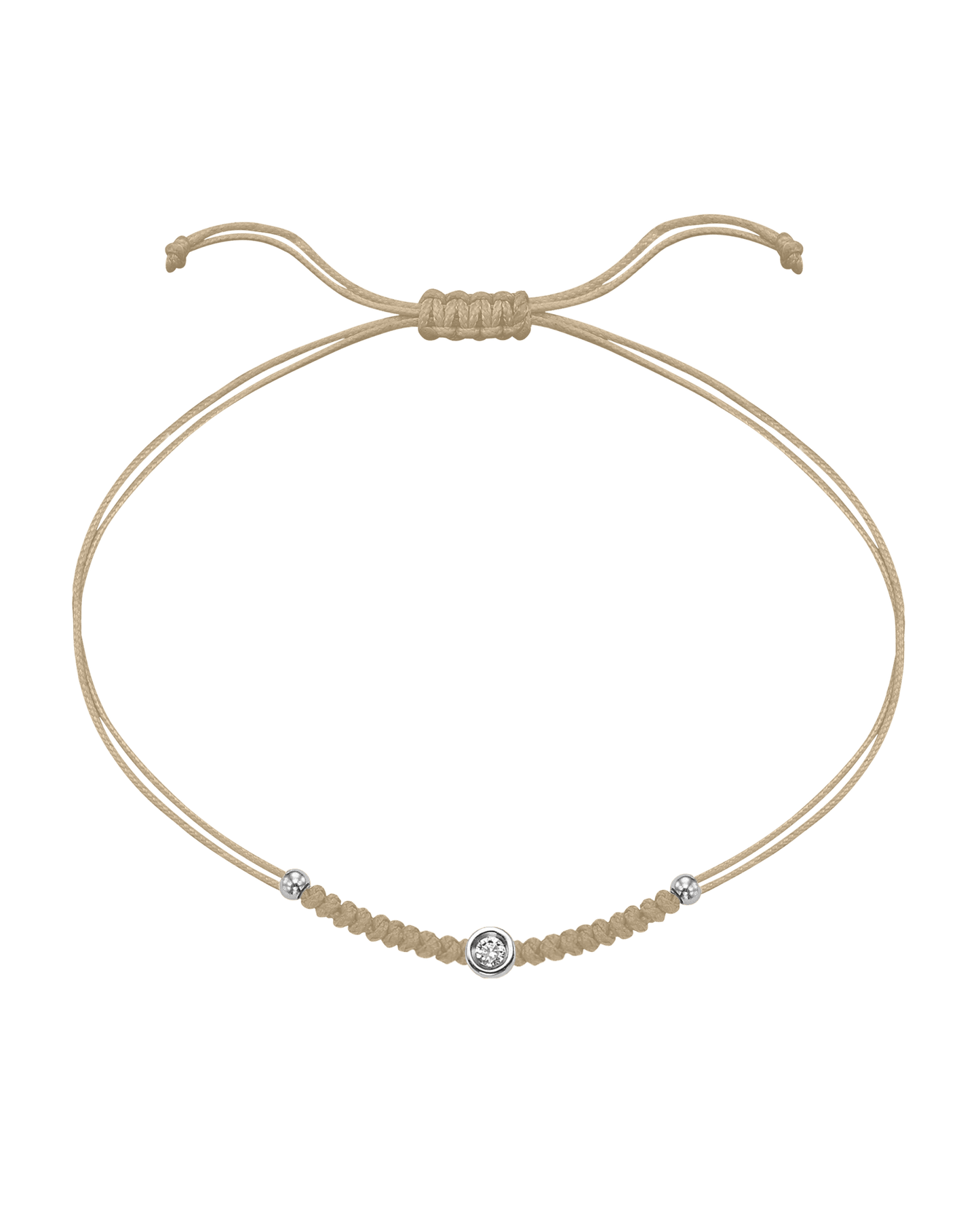 Solid Gold Sphere String of Love - 14K White Gold Bracelet 14K Solid Gold Beige Small: 0.03ct