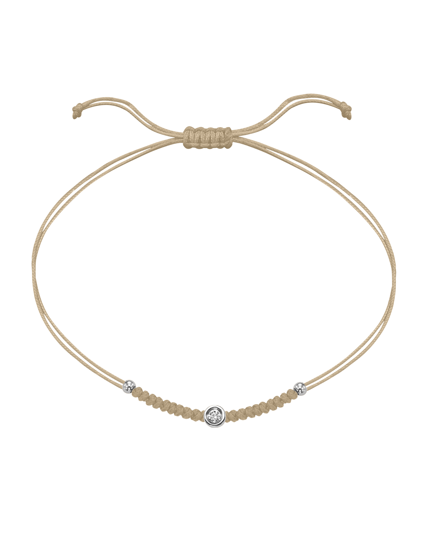 Solid Gold Sphere String of Love - 14K White Gold Bracelet 14K Solid Gold Beige Small: 0.03ct