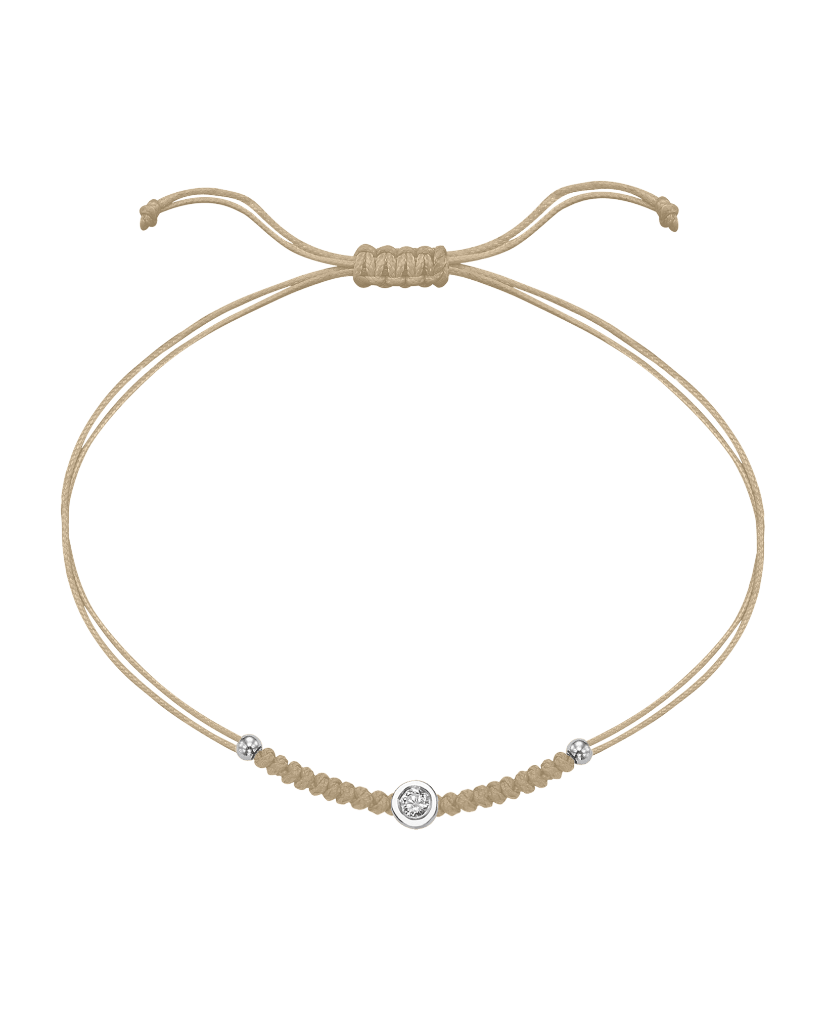 Solid Gold Sphere String of Love - 14K White Gold Bracelet 14K Solid Gold Beige Medium: 0.04ct