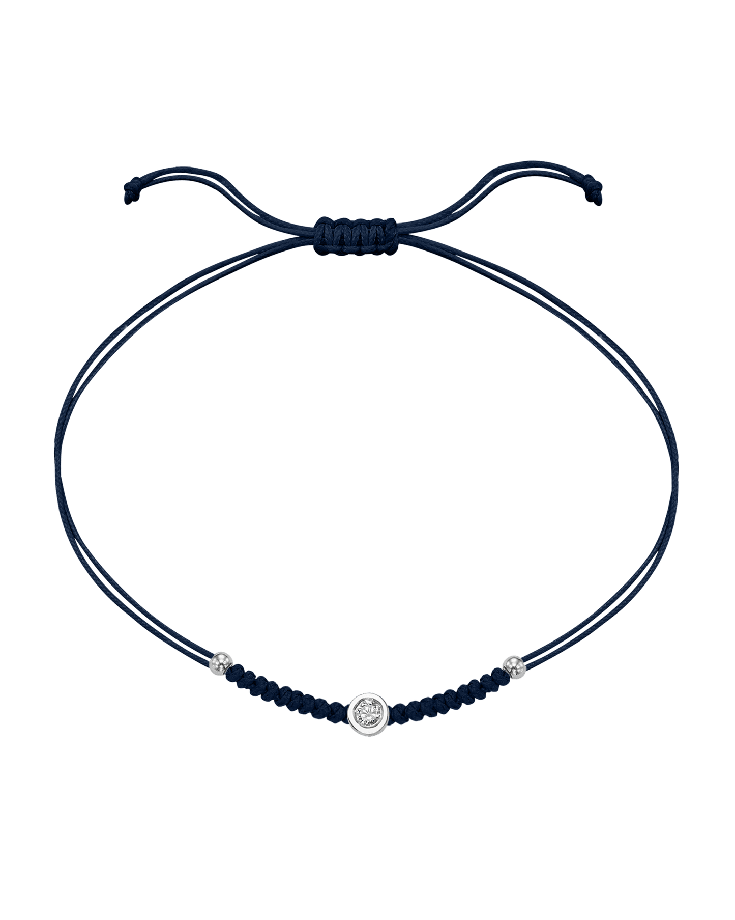 Solid Gold Sphere String of Love - 14K White Gold Bracelet 14K Solid Gold Navy Blue Medium: 0.04ct