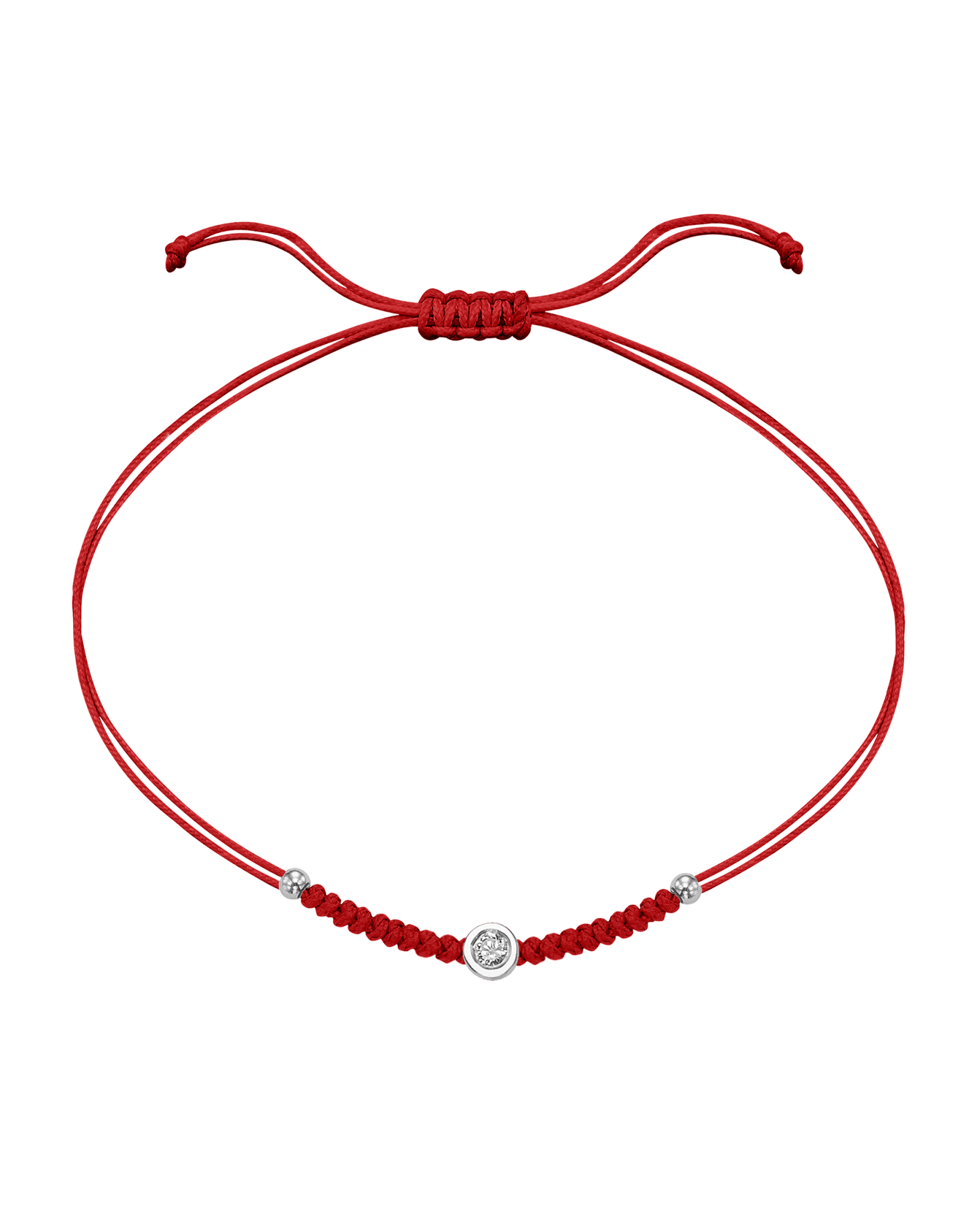 Solid Gold Sphere String of Love - 14K White Gold Bracelet 14K Solid Gold Red Medium: 0.04ct