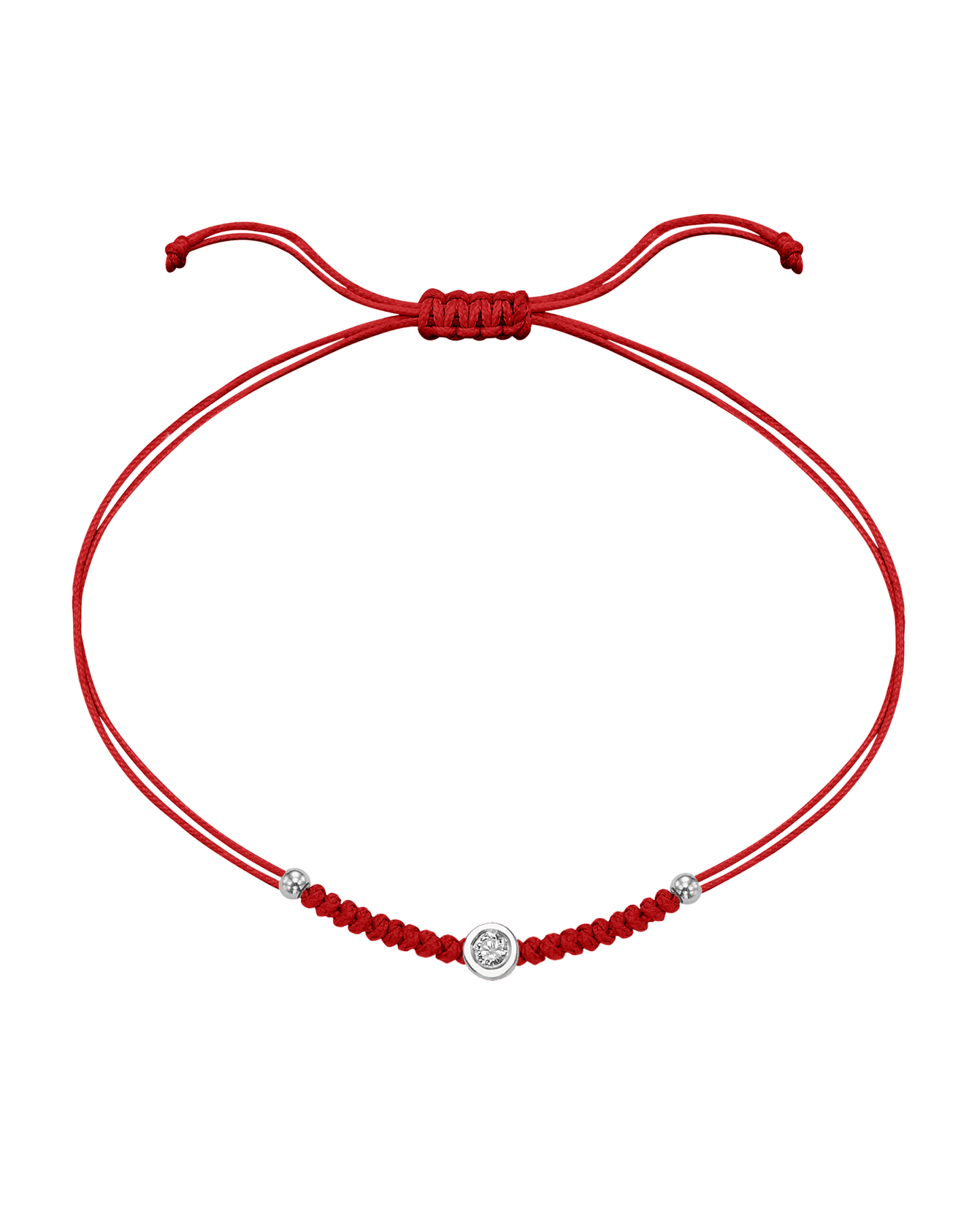 Solid Gold Sphere String of Love - 14K White Gold Bracelet 14K Solid Gold Red Medium: 0.04ct