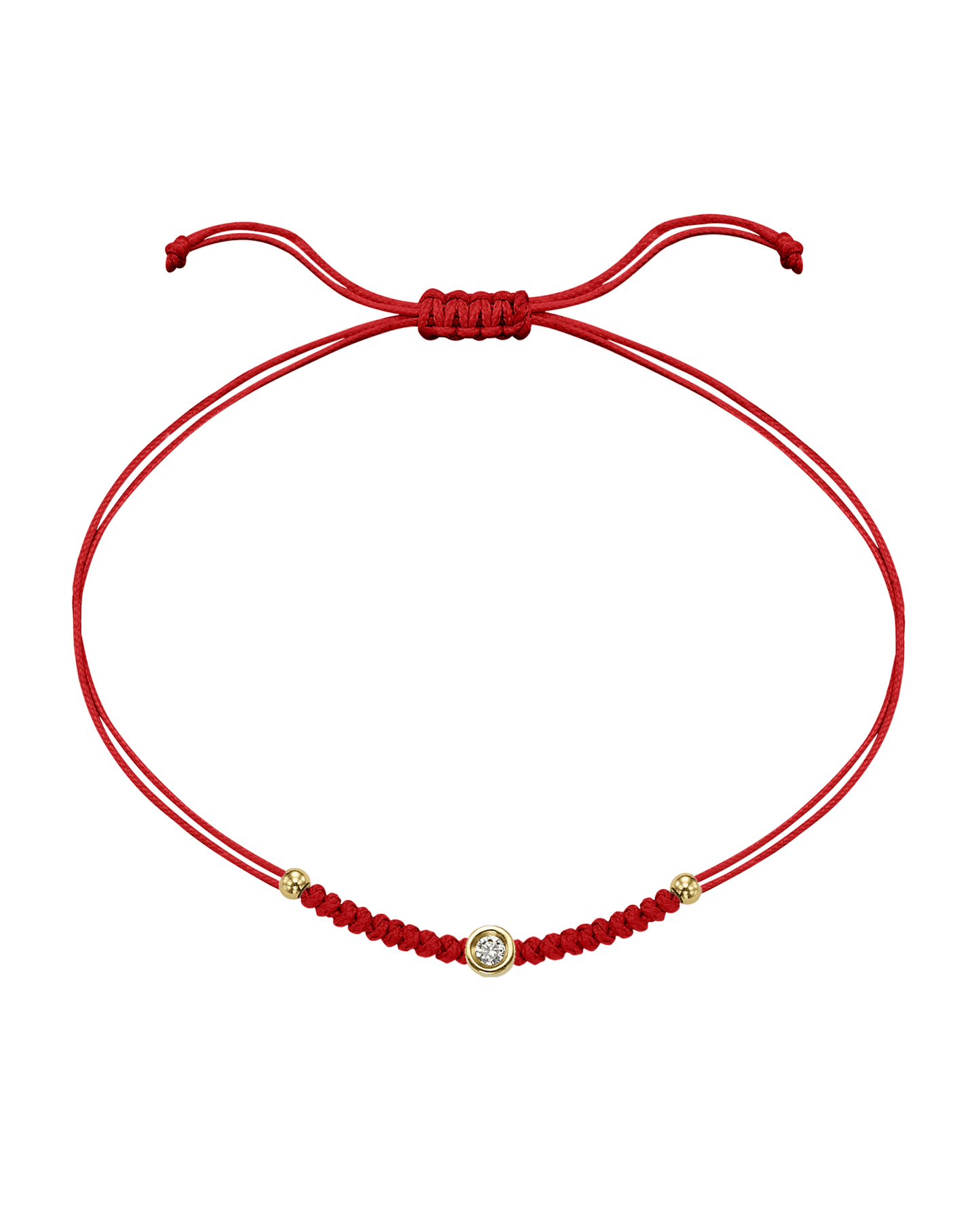 Solid Gold Sphere String of Love - 14K Yellow Gold Bracelet 14K Solid Gold Red Small: 0.03ct
