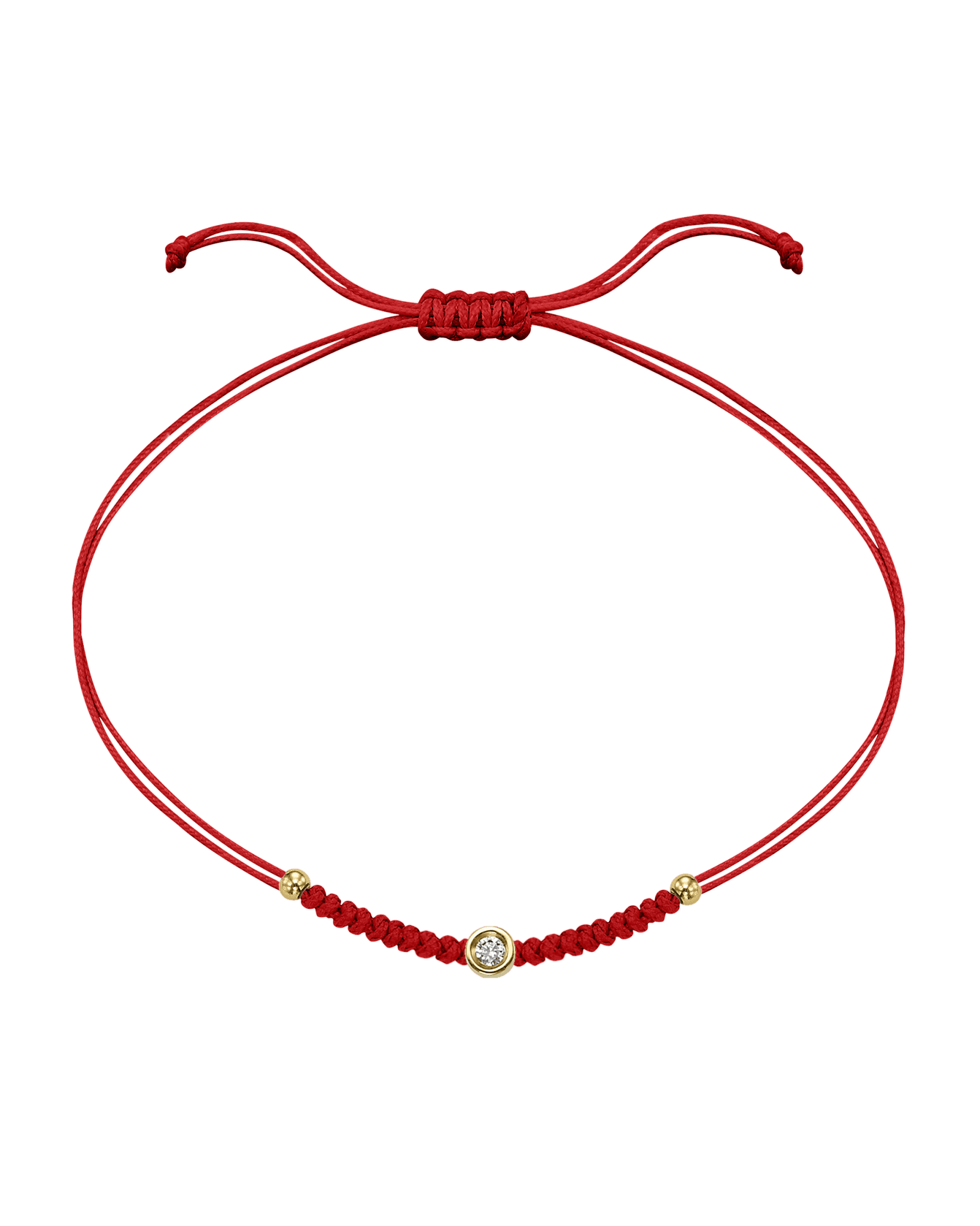 Solid Gold Sphere String of Love - 14K Yellow Gold Bracelet 14K Solid Gold Red Small: 0.03ct