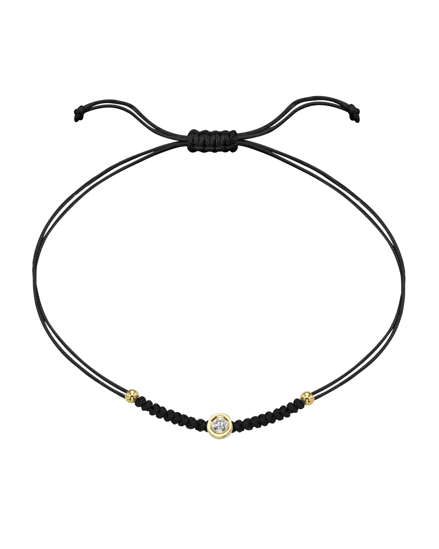 Solid Gold Sphere String of Love - 14K Yellow Gold Bracelet 14K Solid Gold Black Medium: 0.04ct