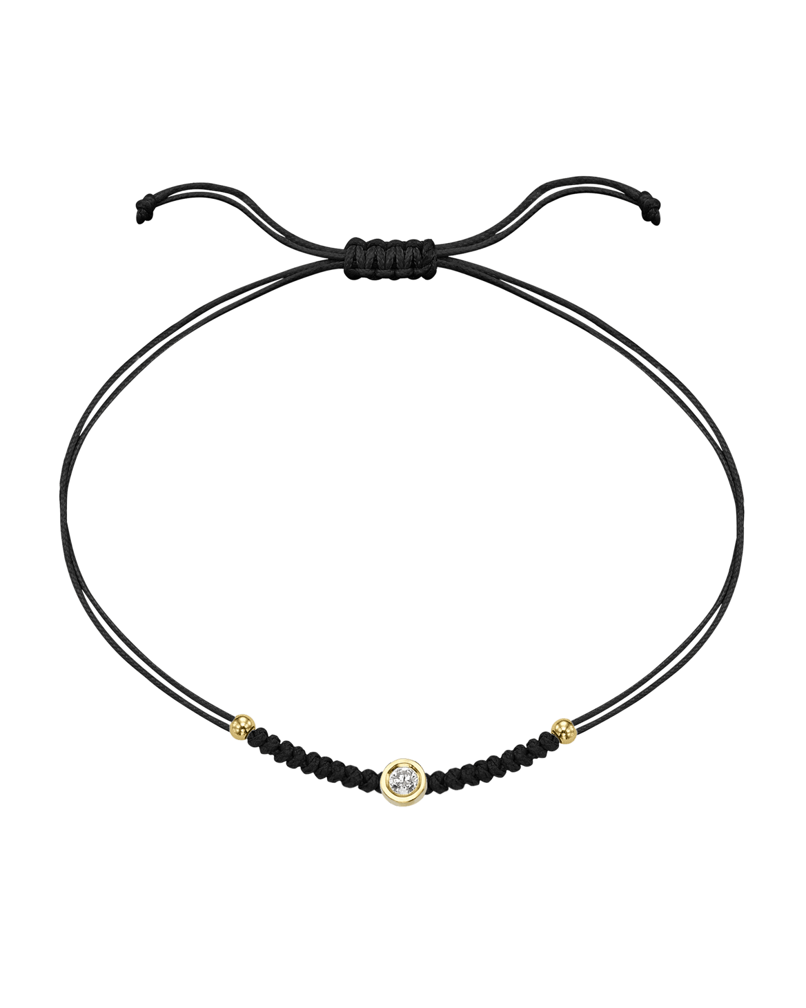 Solid Gold Sphere String of Love - 14K Yellow Gold Bracelet 14K Solid Gold Black Medium: 0.04ct