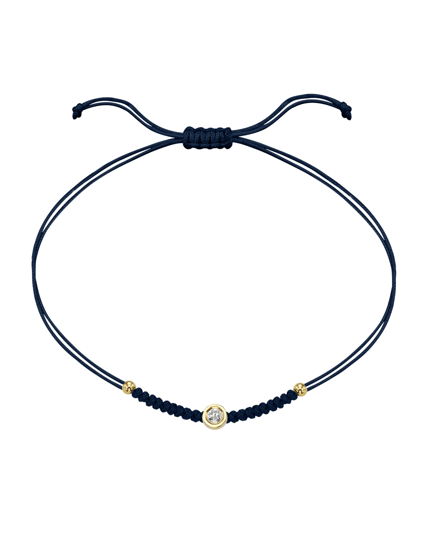 Solid Gold Sphere String of Love - 14K Yellow Gold Bracelet 14K Solid Gold Navy Blue Medium: 0.04ct