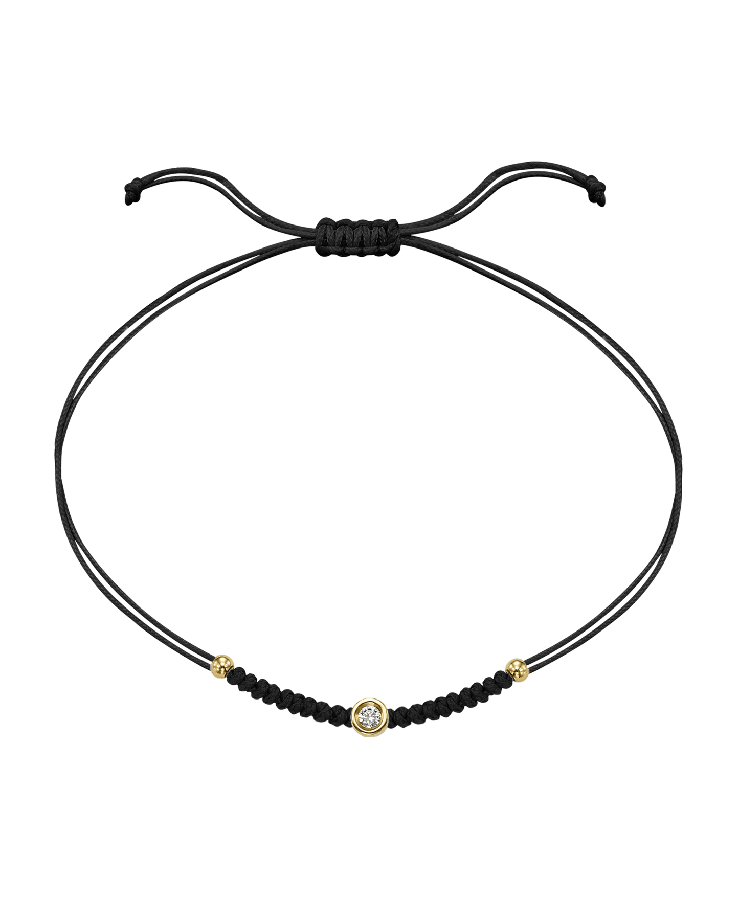 Solid Gold Sphere String of Love - 14K Yellow Gold Bracelet 14K Solid Gold Black Small: 0.03ct