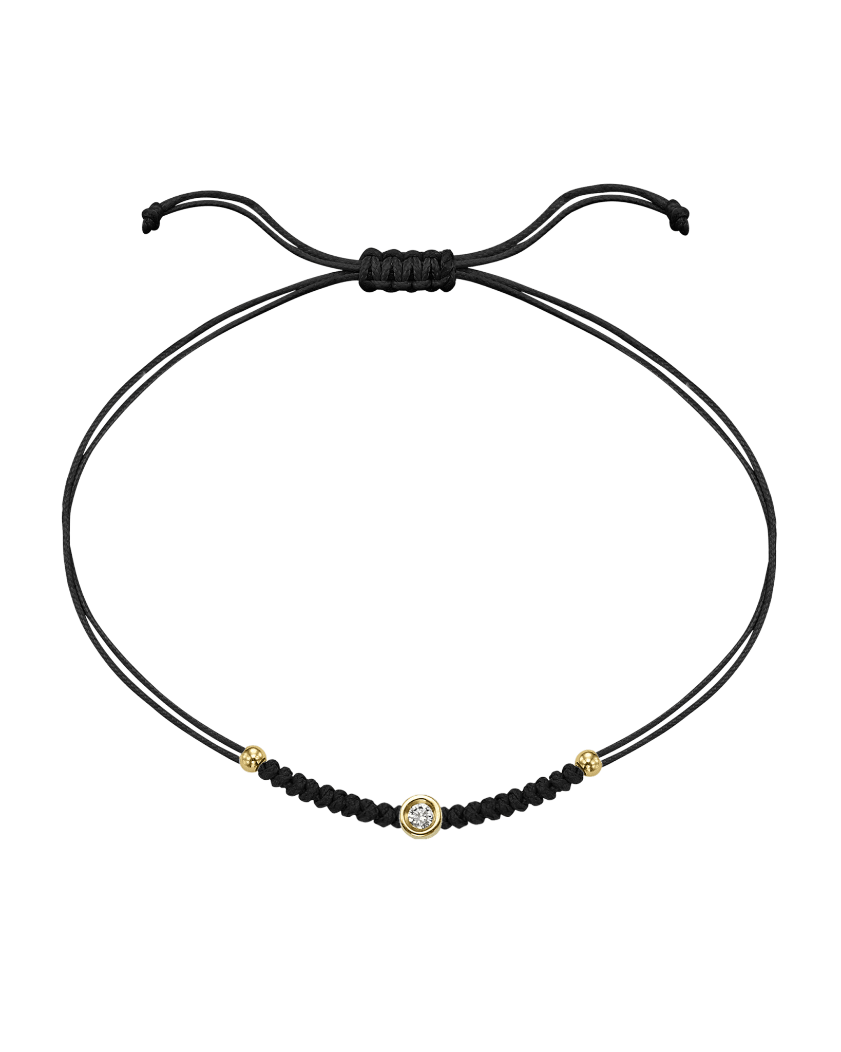 Solid Gold Sphere String of Love - 14K Yellow Gold Bracelet 14K Solid Gold Black Small: 0.03ct