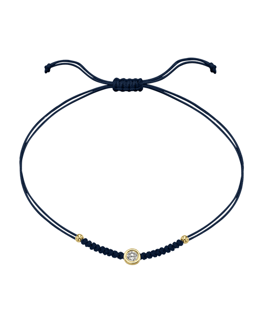Solid Gold Sphere String of Love - 14K Yellow Gold Bracelet 14K Solid Gold Navy Blue Large: 0.1ct