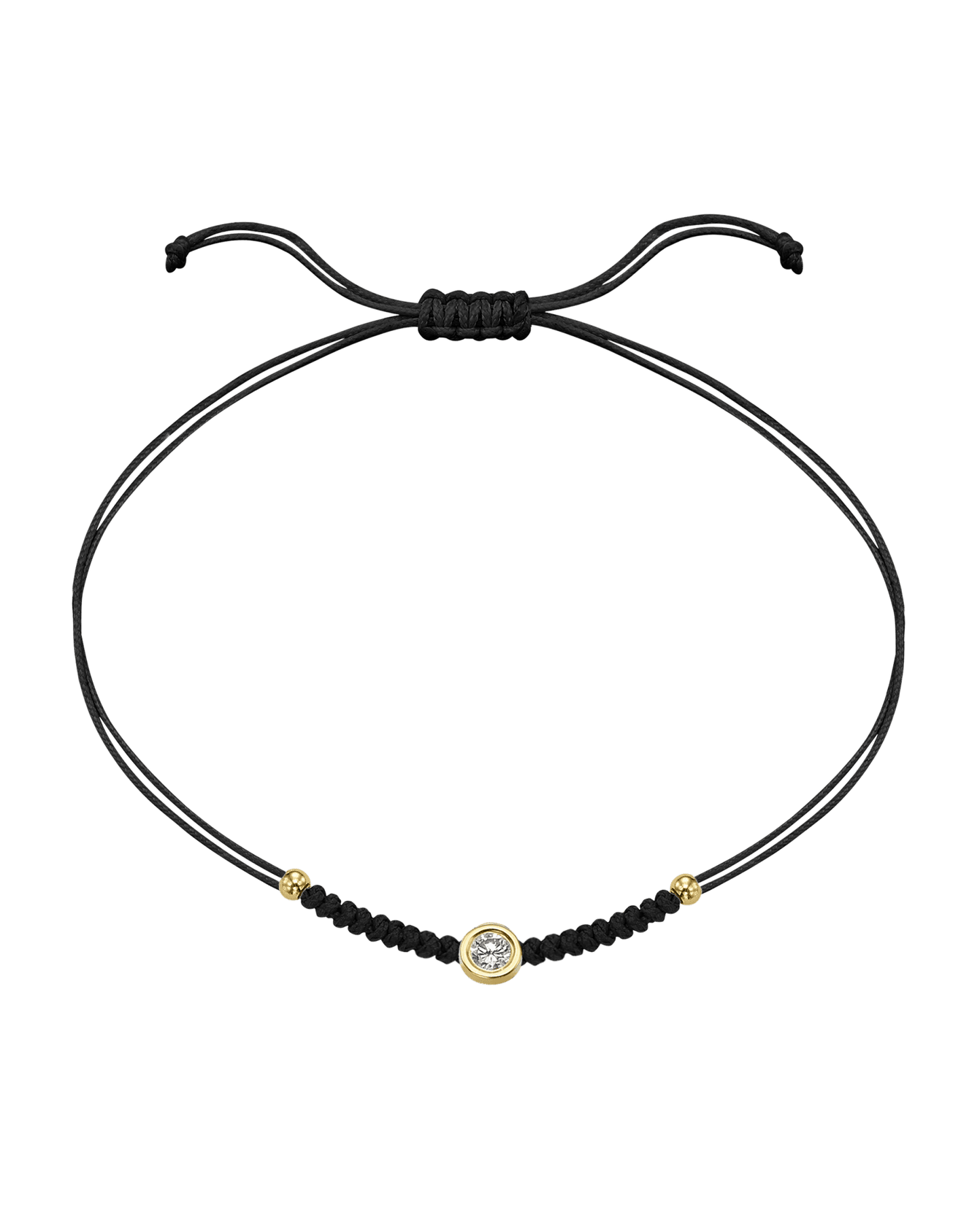 Solid Gold Sphere String of Love - 14K Yellow Gold Bracelet 14K Solid Gold Black Large: 0.1ct