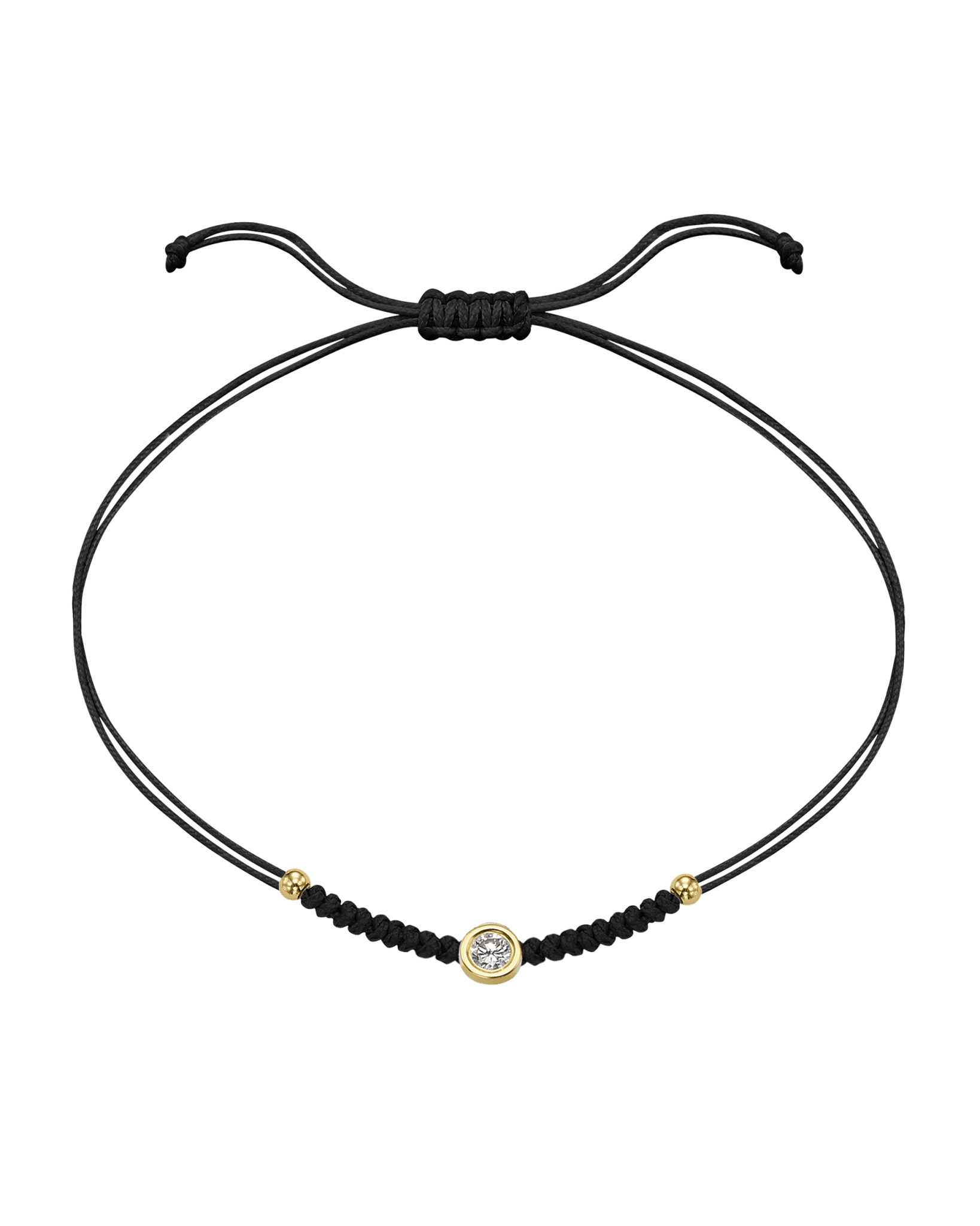Solid Gold Sphere String of Love - 14K Yellow Gold Bracelet 14K Solid Gold Black Large: 0.1ct