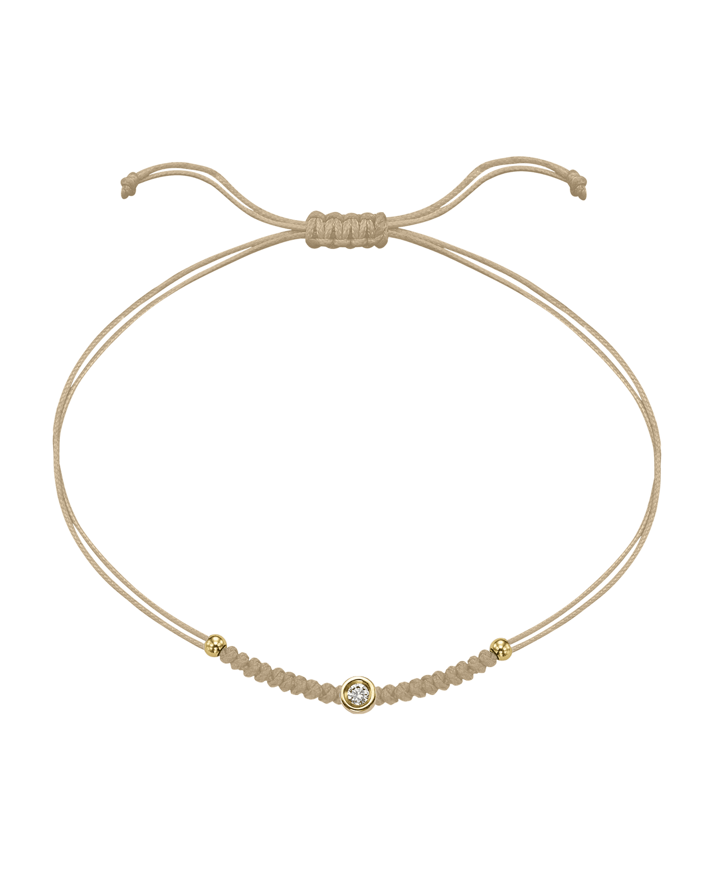Solid Gold Sphere String of Love - 14K Yellow Gold Bracelet 14K Solid Gold Beige Small: 0.03ct