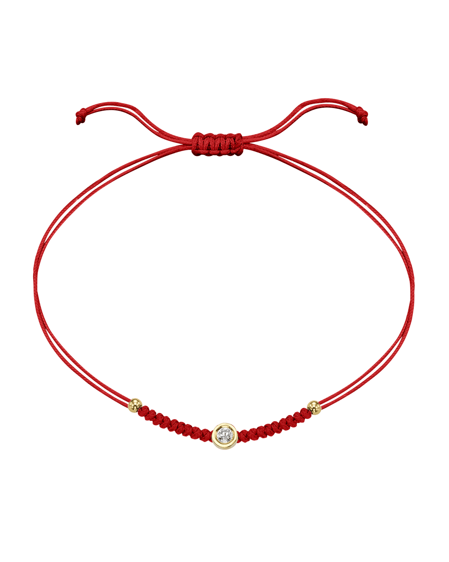 Solid Gold Sphere String of Love - 14K Yellow Gold Bracelet 14K Solid Gold Red Medium: 0.04ct