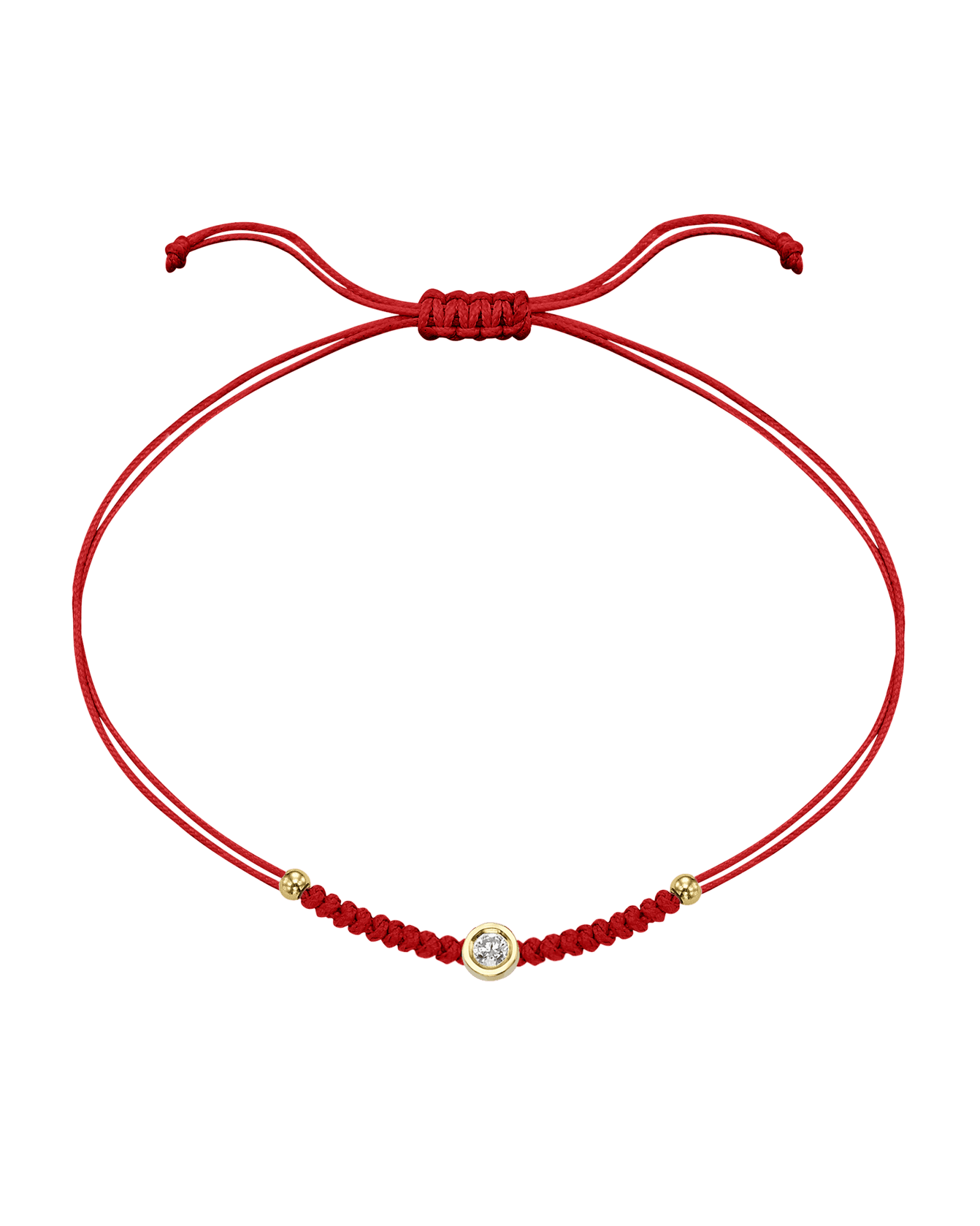 Solid Gold Sphere String of Love - 14K Yellow Gold Bracelet 14K Solid Gold Red Medium: 0.04ct