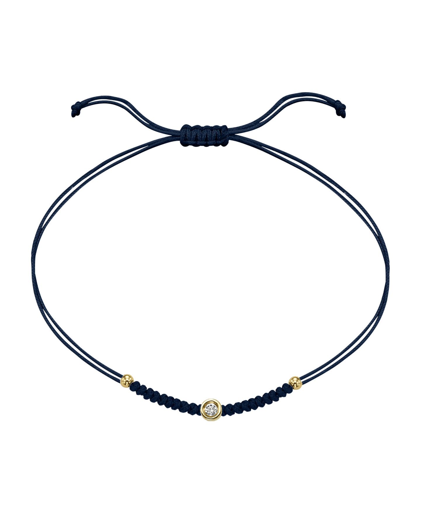 Solid Gold Sphere String of Love - 14K Yellow Gold Bracelet 14K Solid Gold Navy Blue Small: 0.03ct