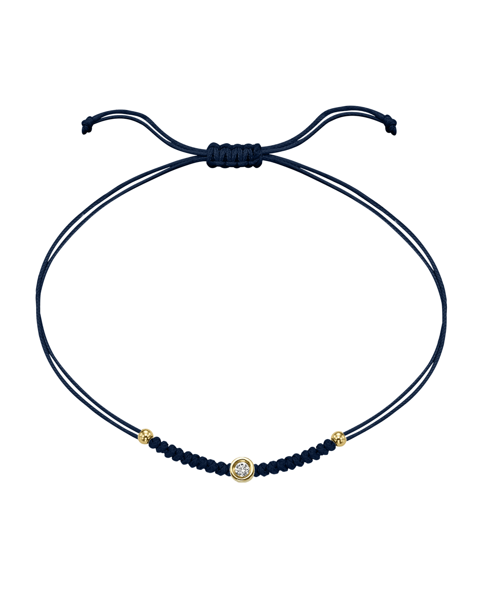 Solid Gold Sphere String of Love - 14K Yellow Gold Bracelet 14K Solid Gold Navy Blue Small: 0.03ct
