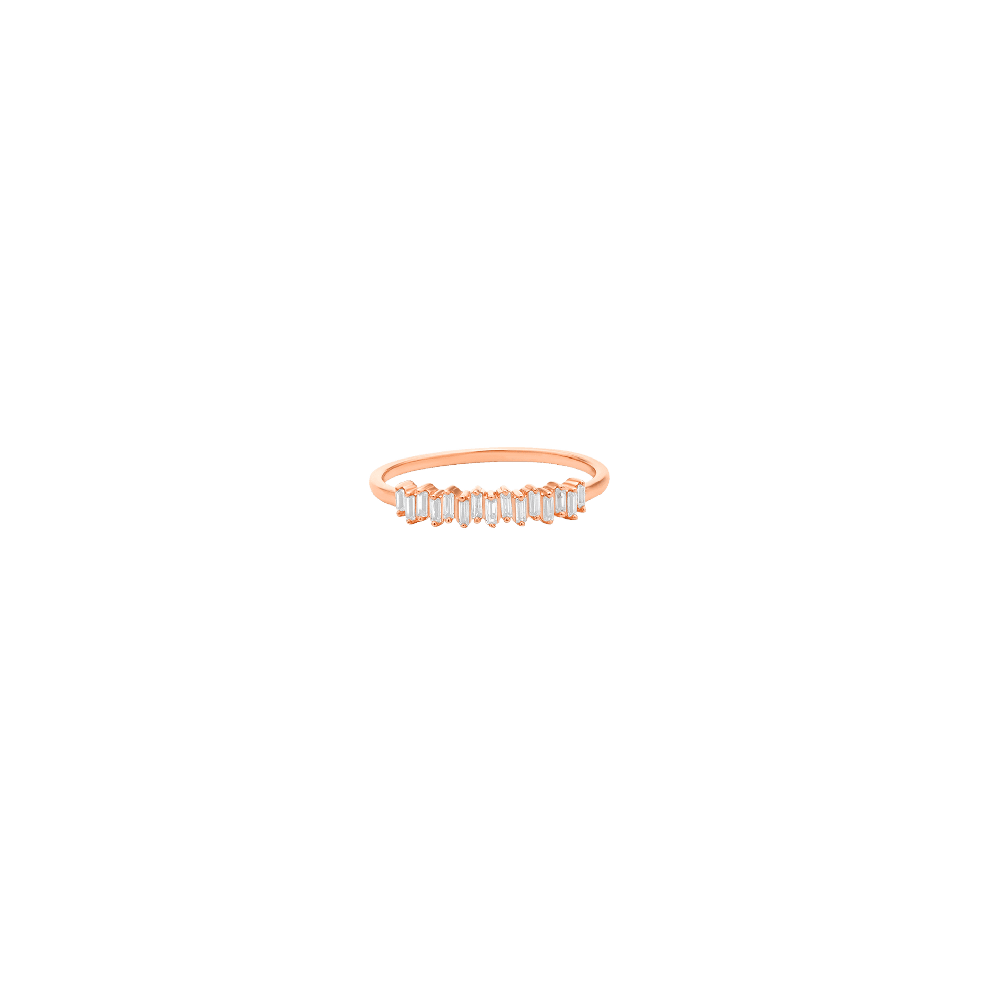 Staggered Diamond Baguette Ring - 14K Rose Gold Rings 14K Solid Gold US 4